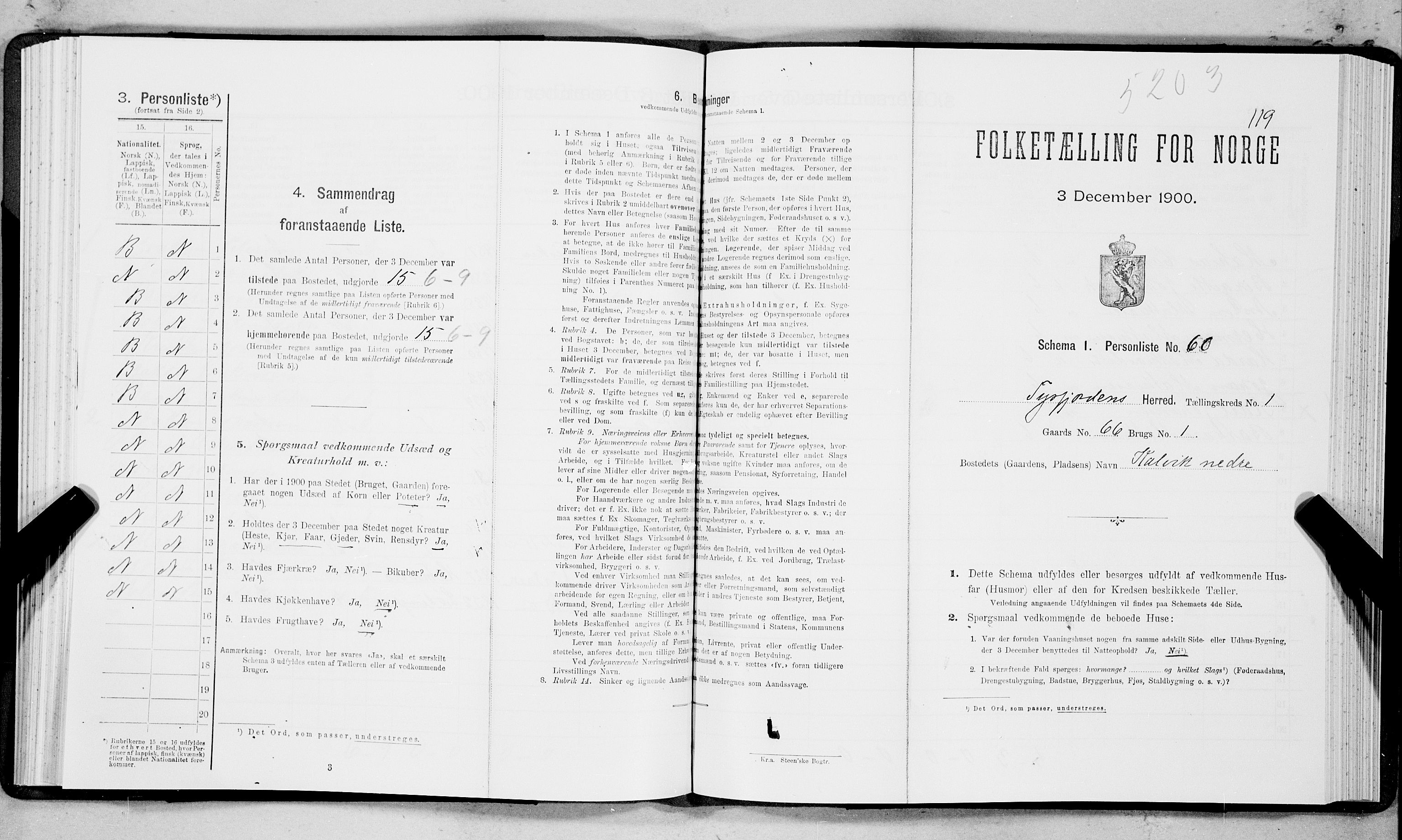 SAT, 1900 census for Tysfjord, 1900, p. 132