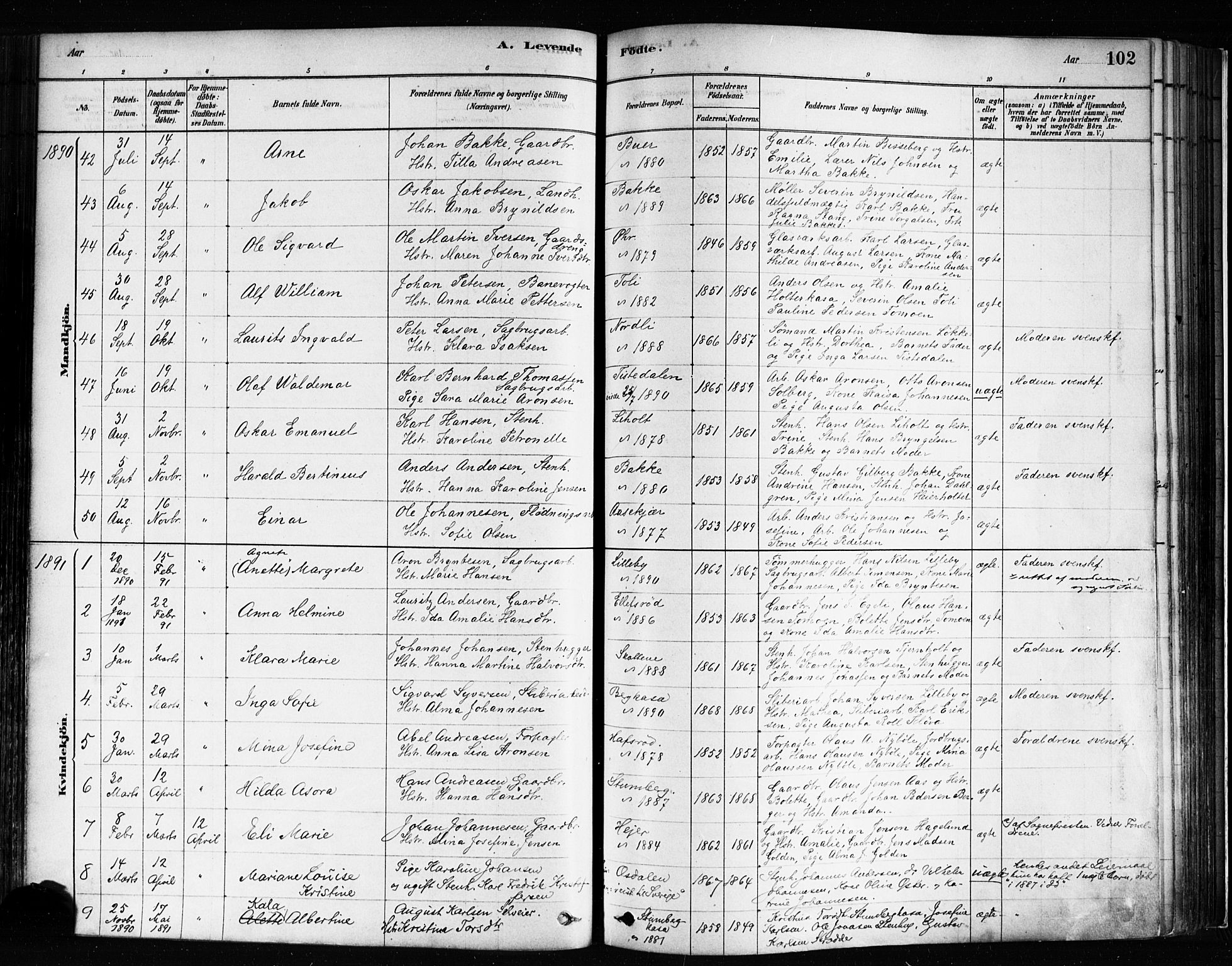 Idd prestekontor Kirkebøker, SAO/A-10911/F/Fc/L0006a: Parish register (official) no. III 6A, 1878-1903, p. 102