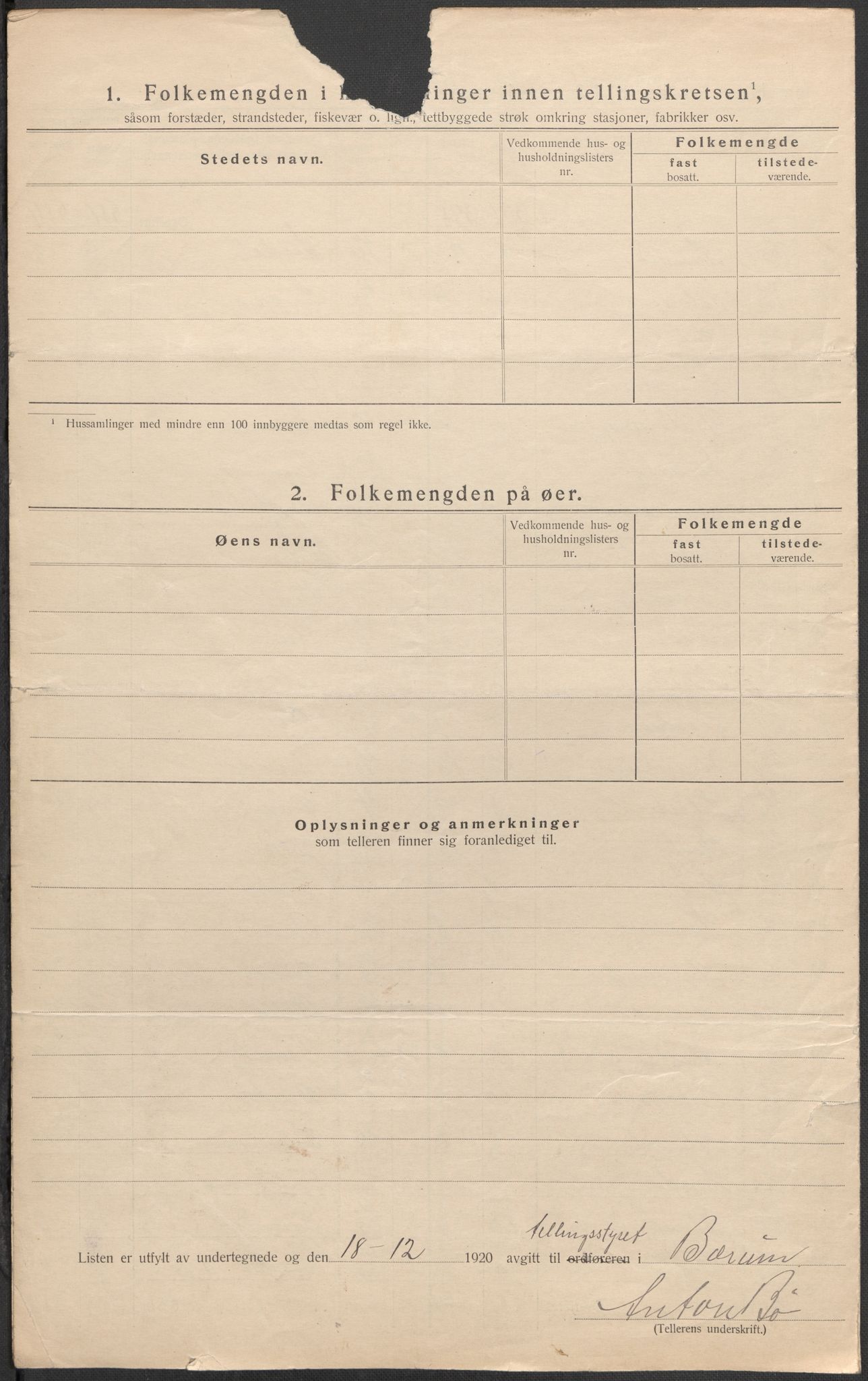 SAO, 1920 census for Bærum, 1920, p. 99