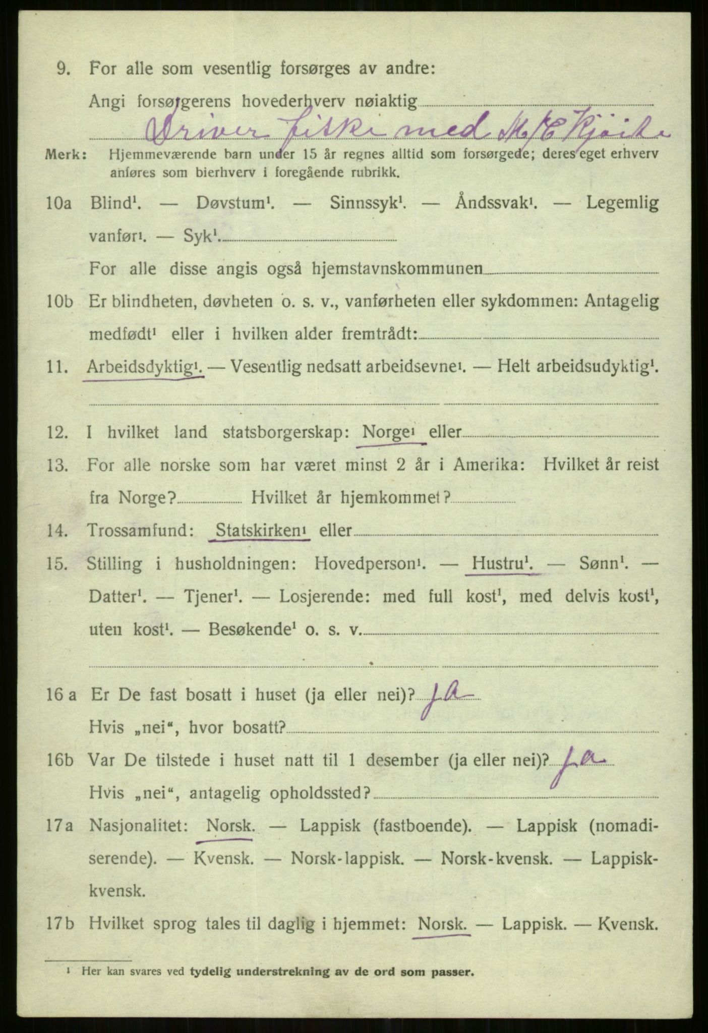 SATØ, 1920 census for Karlsøy, 1920, p. 2456