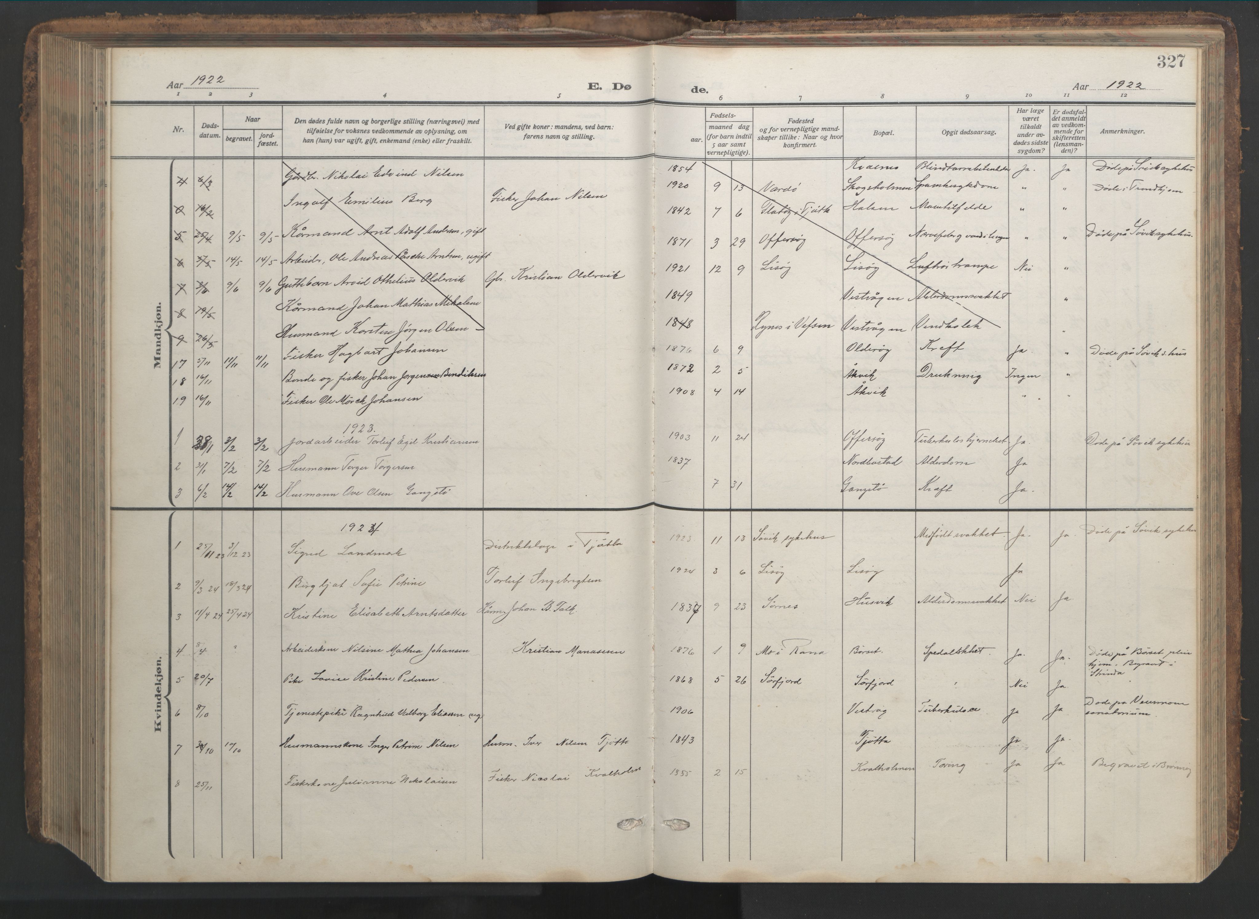 Ministerialprotokoller, klokkerbøker og fødselsregistre - Nordland, SAT/A-1459/817/L0269: Parish register (copy) no. 817C04, 1921-1949, p. 327