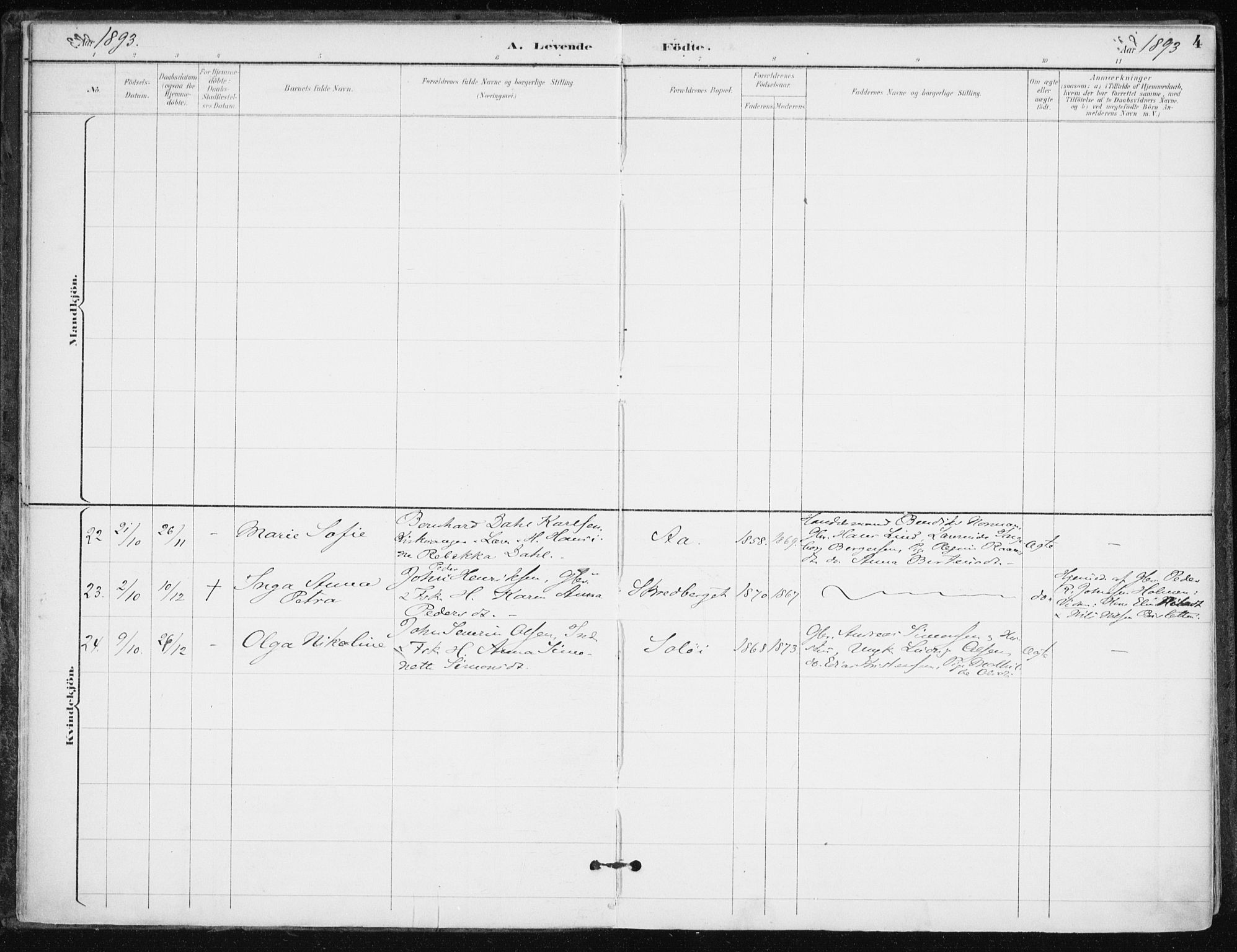 Salangen sokneprestembete, AV/SATØ-S-1324/H/Ha/L0001kirke: Parish register (official) no. 1, 1893-1911, p. 4