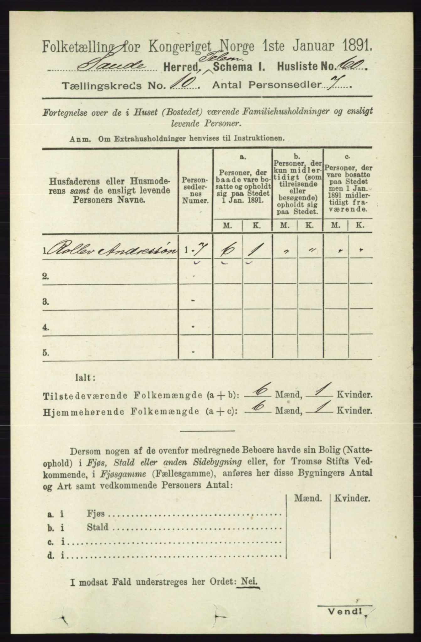 RA, 1891 census for 0822 Sauherad, 1891, p. 2994