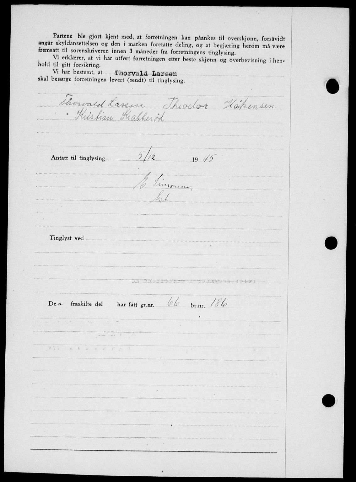 Onsøy sorenskriveri, SAO/A-10474/G/Ga/Gab/L0015: Mortgage book no. II A-15, 1945-1946, Diary no: : 1629/1945