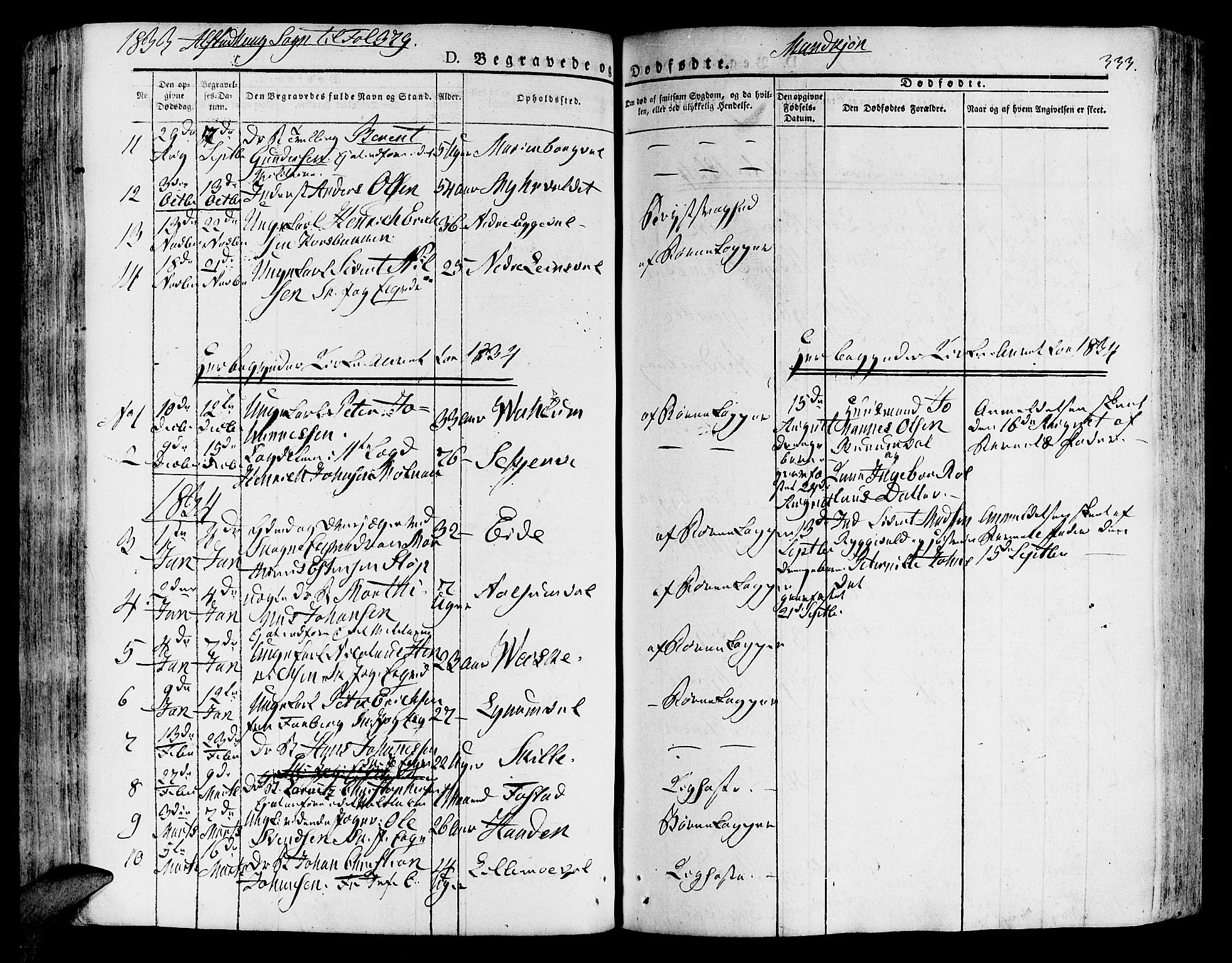 Ministerialprotokoller, klokkerbøker og fødselsregistre - Nord-Trøndelag, SAT/A-1458/717/L0152: Parish register (official) no. 717A05 /1, 1825-1836, p. 333