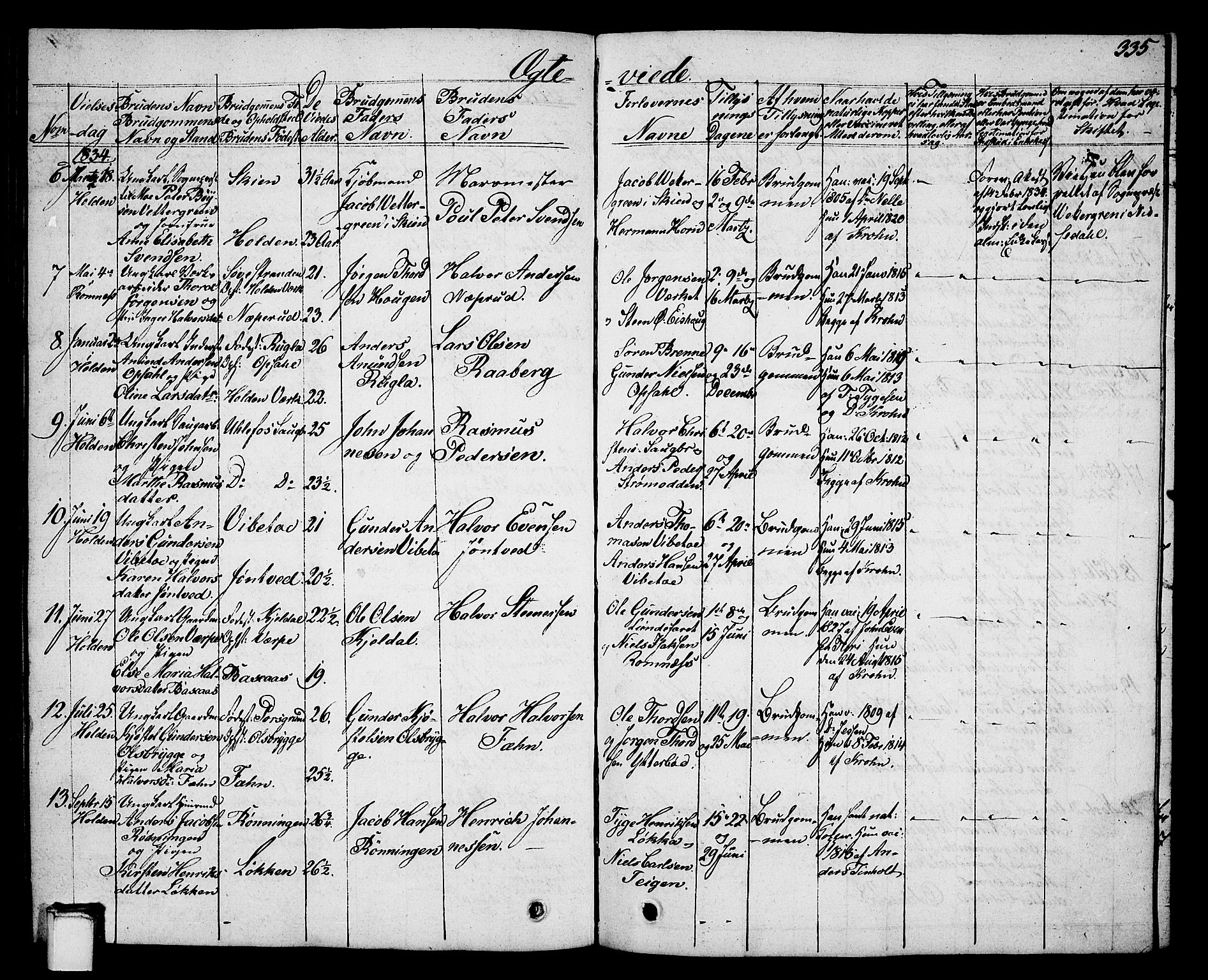 Holla kirkebøker, AV/SAKO-A-272/G/Ga/L0002: Parish register (copy) no. I 2, 1830-1848, p. 335