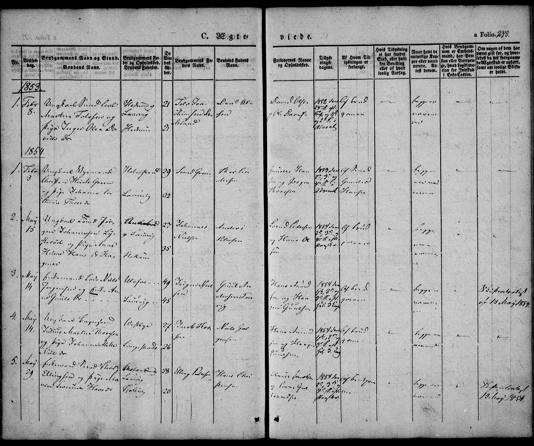 Larvik kirkebøker, AV/SAKO-A-352/F/Fb/L0003: Parish register (official) no. II 3, 1842-1856, p. 238