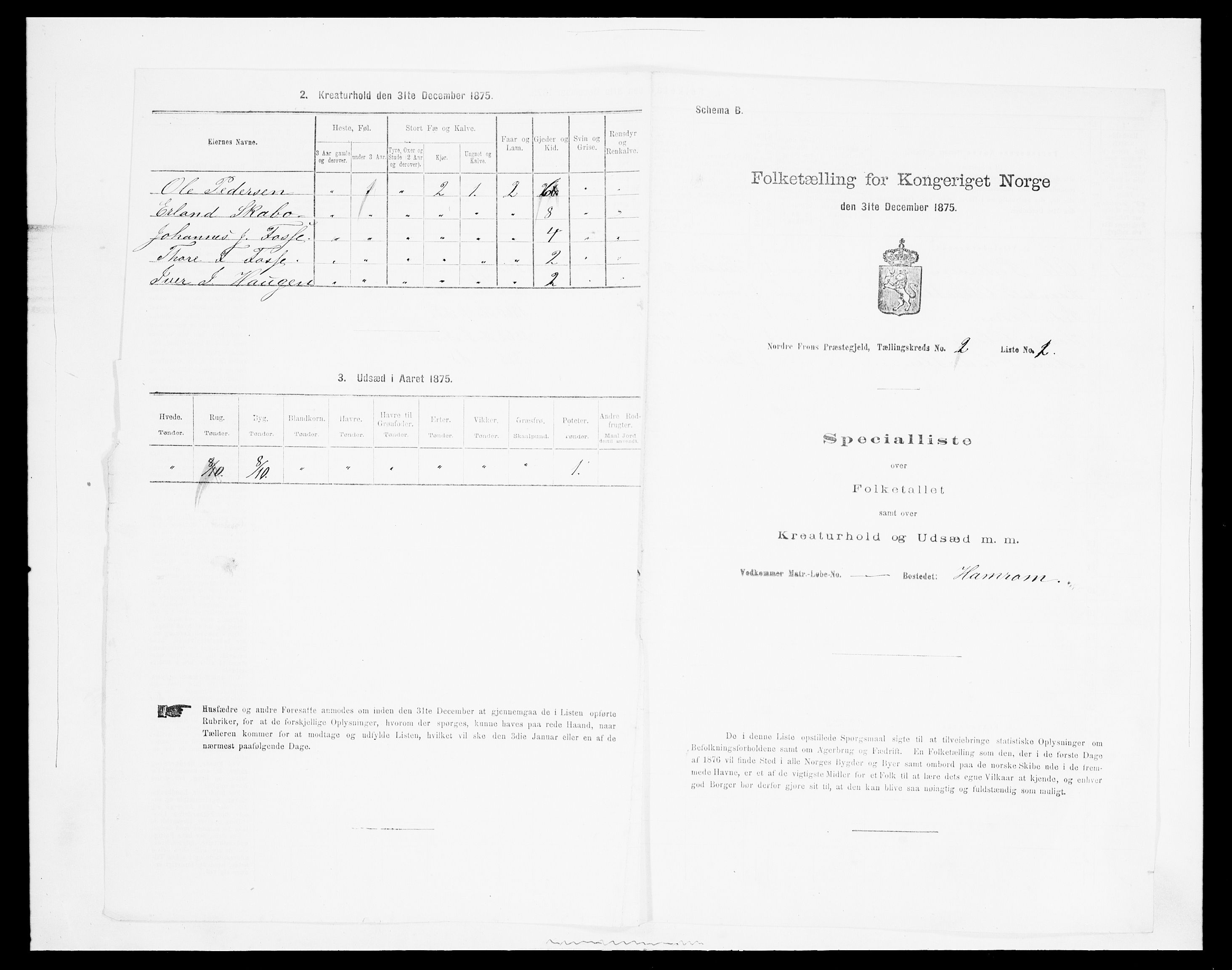 SAH, 1875 census for 0518P Nord-Fron, 1875, p. 140