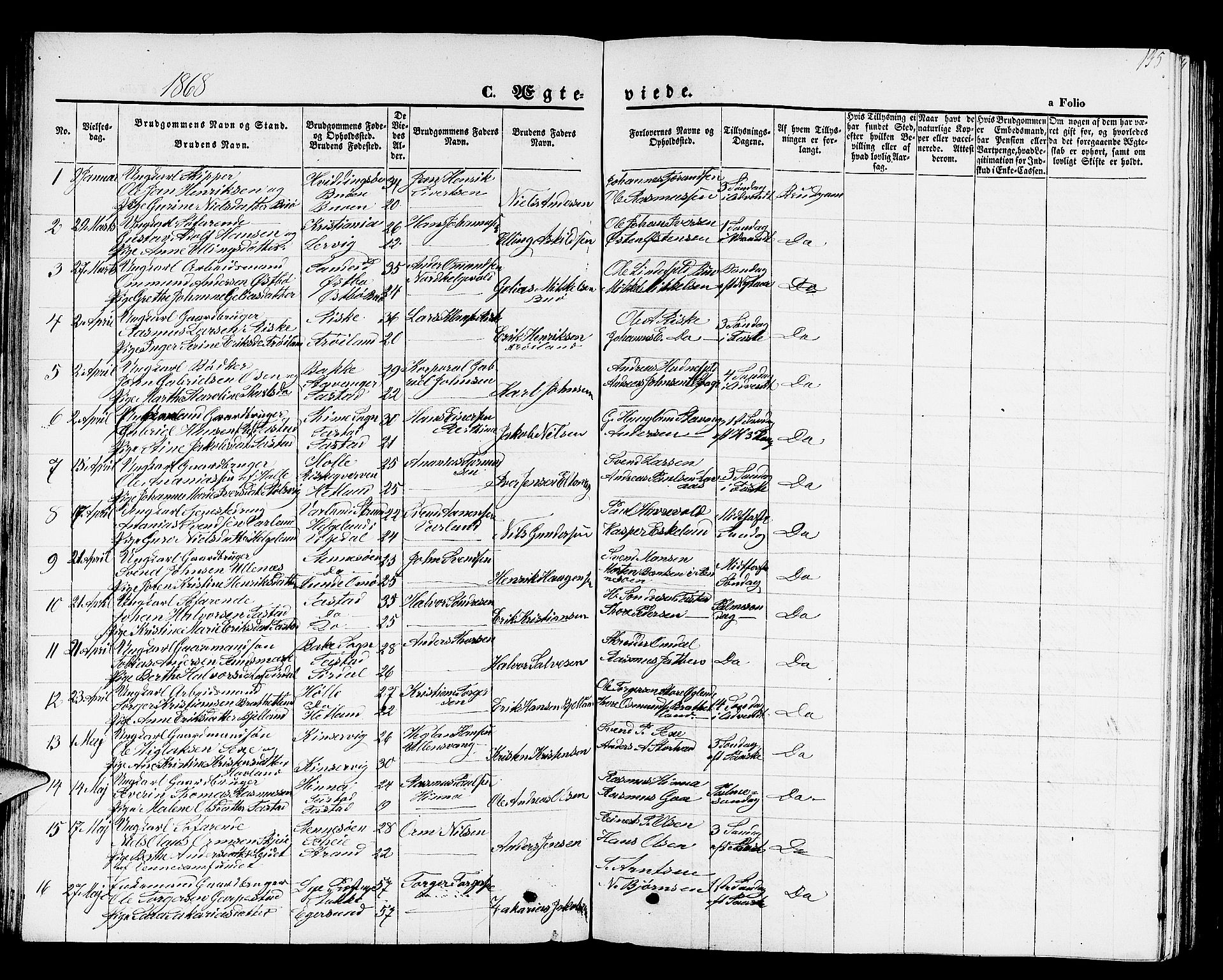 Hetland sokneprestkontor, SAST/A-101826/30/30BB/L0001: Parish register (copy) no. B 1, 1850-1868, p. 135
