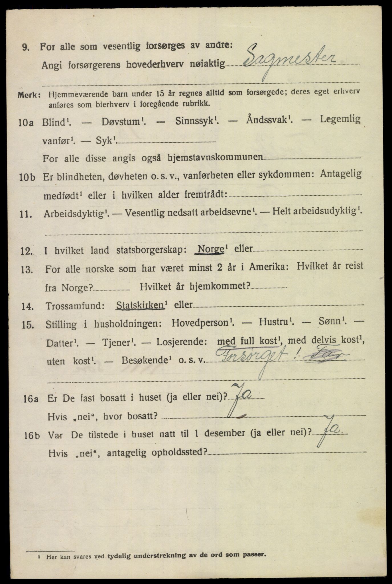 SAK, 1920 census for Tveit, 1920, p. 1973