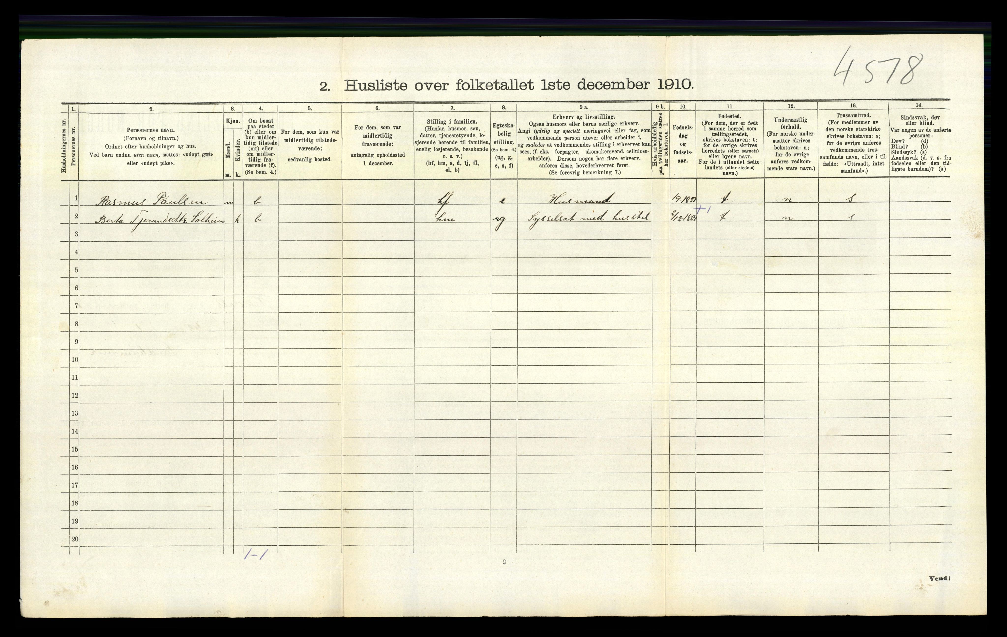 RA, 1910 census for Vikedal, 1910, p. 440