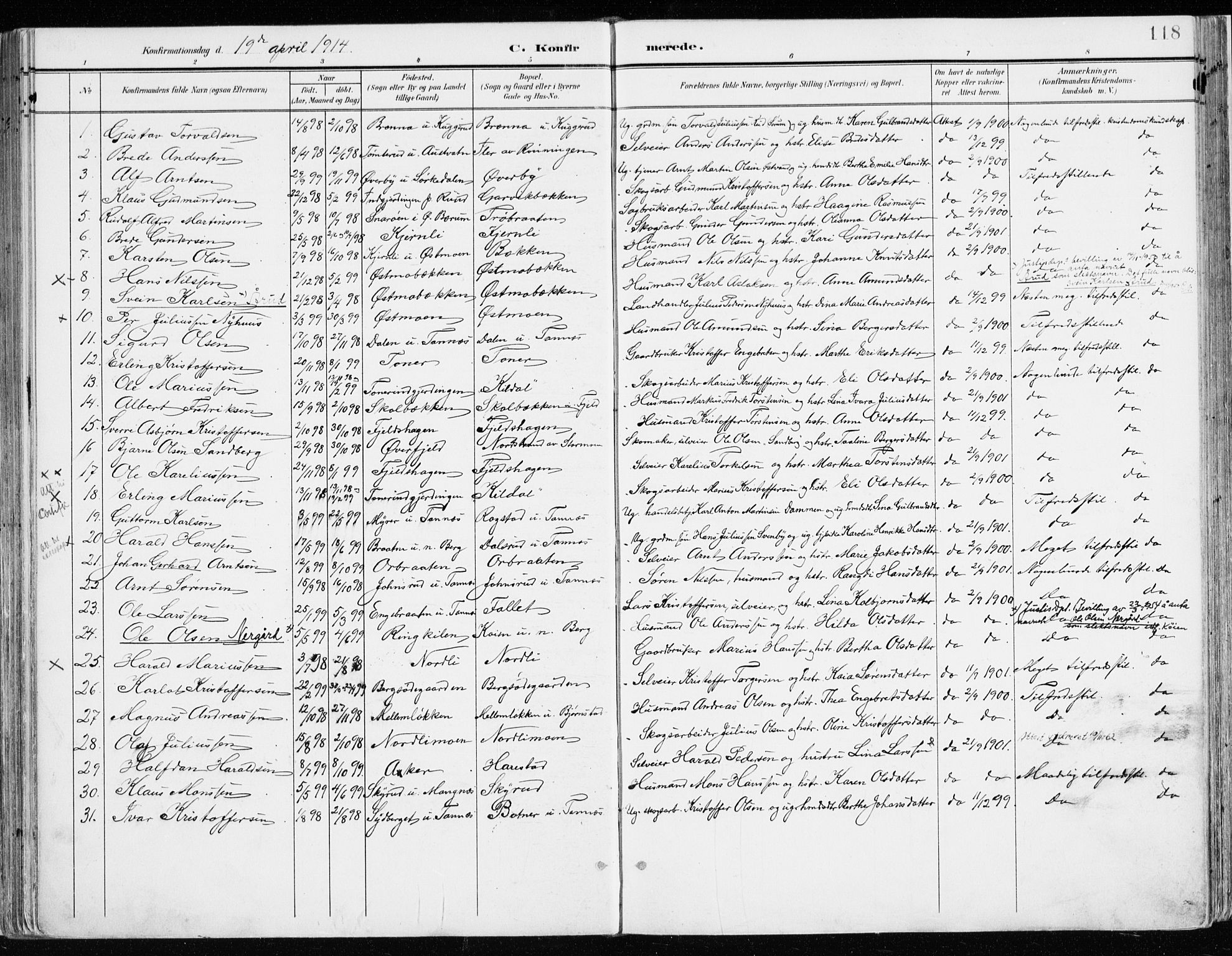 Nord-Odal prestekontor, AV/SAH-PREST-032/H/Ha/Haa/L0009: Parish register (official) no. 9, 1902-1926, p. 118