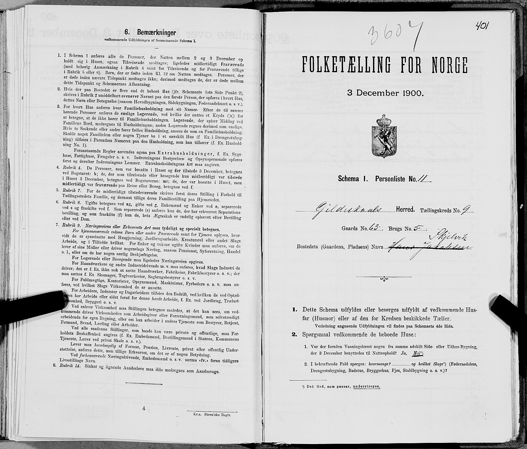 SAT, 1900 census for Gildeskål, 1900, p. 917