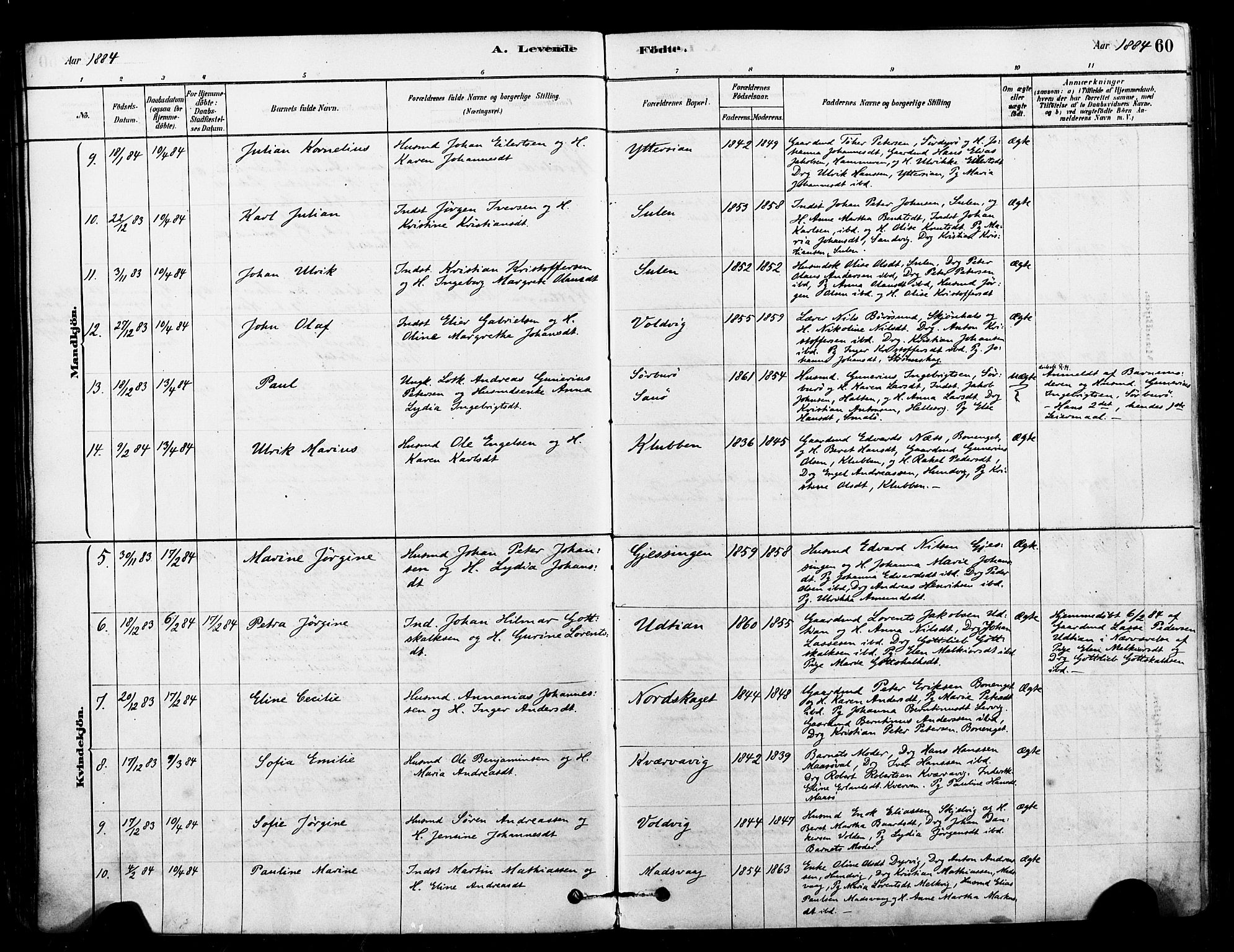 Ministerialprotokoller, klokkerbøker og fødselsregistre - Sør-Trøndelag, SAT/A-1456/640/L0578: Parish register (official) no. 640A03, 1879-1889, p. 60