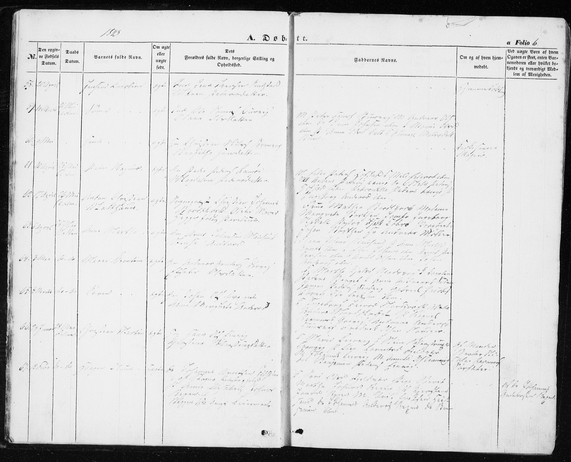 Ministerialprotokoller, klokkerbøker og fødselsregistre - Sør-Trøndelag, AV/SAT-A-1456/634/L0529: Parish register (official) no. 634A05, 1843-1851, p. 6