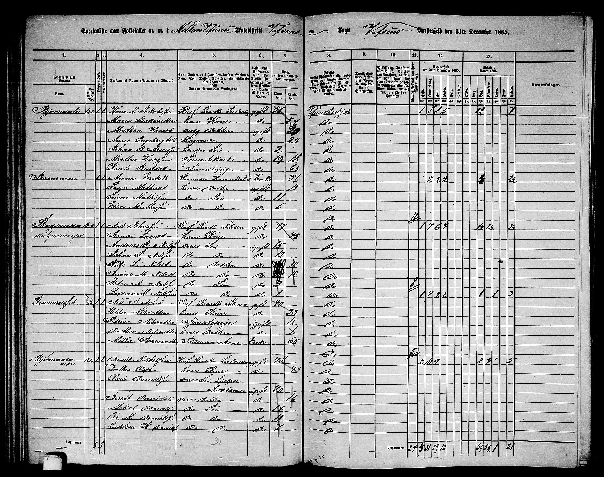 RA, 1865 census for Vefsn, 1865, p. 95