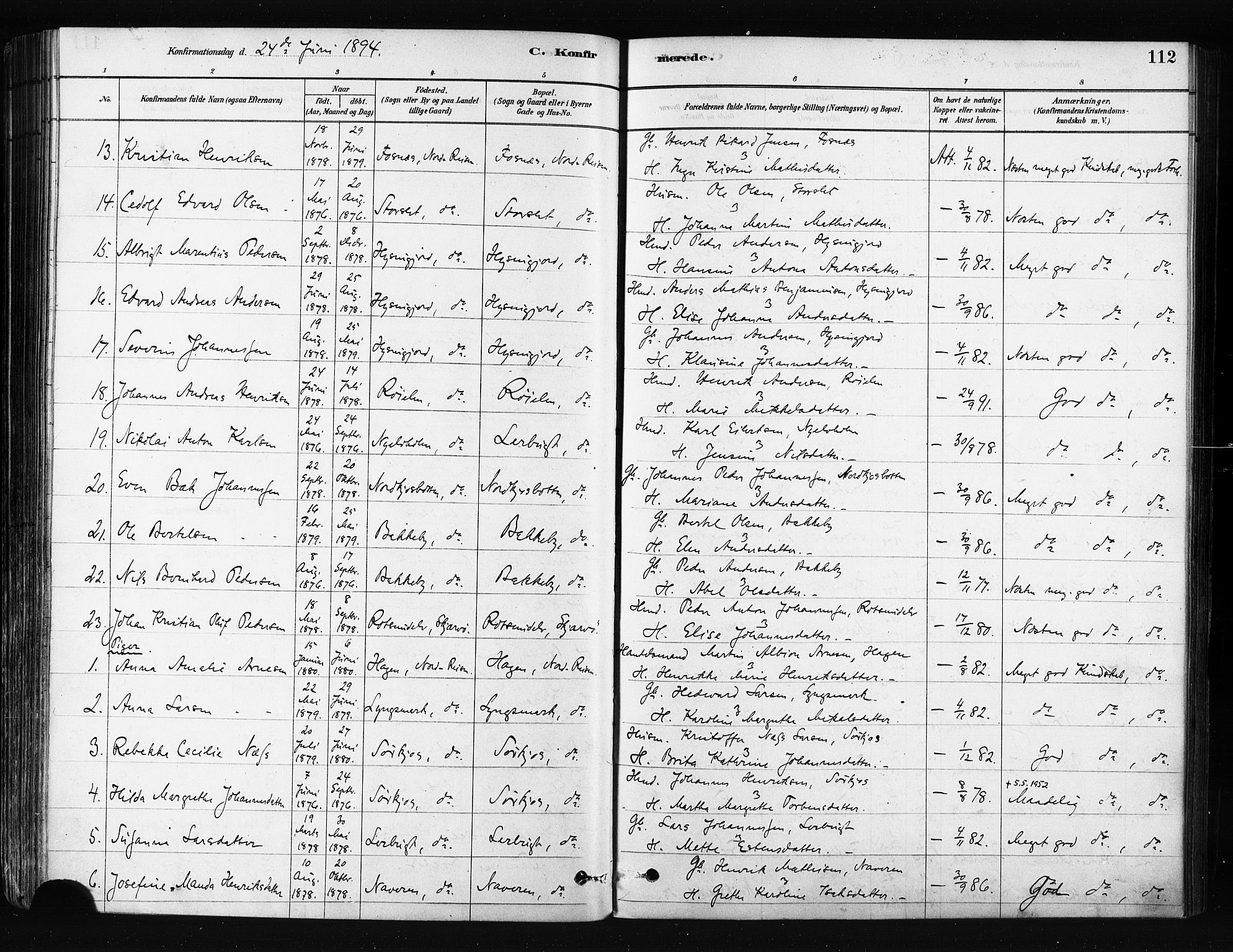 Skjervøy sokneprestkontor, SATØ/S-1300/H/Ha/Haa/L0014kirke: Parish register (official) no. 14, 1878-1894, p. 112
