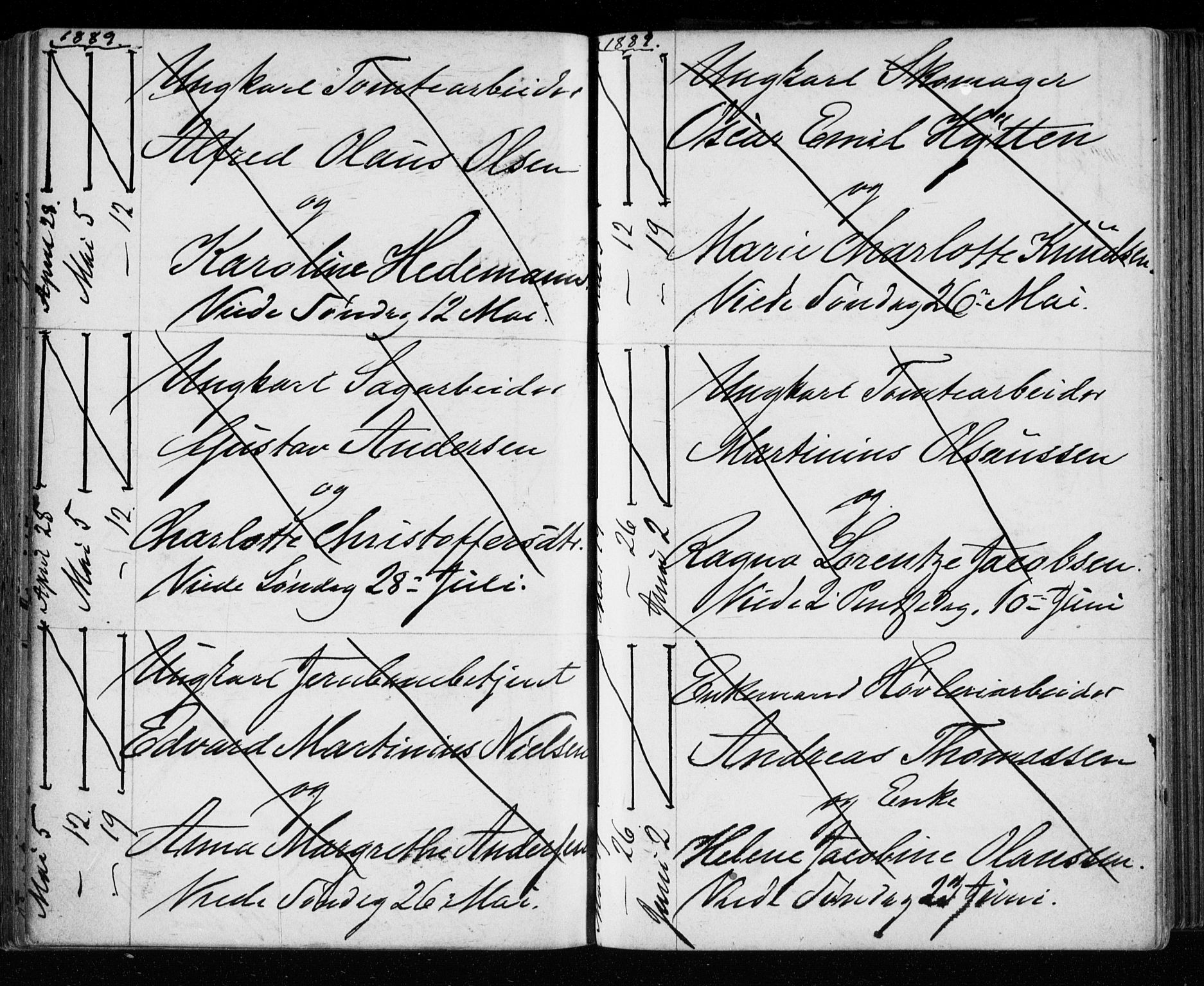 Bragernes kirkebøker, AV/SAKO-A-6/H/Ha/L0006: Banns register no. 6, 1873-1896