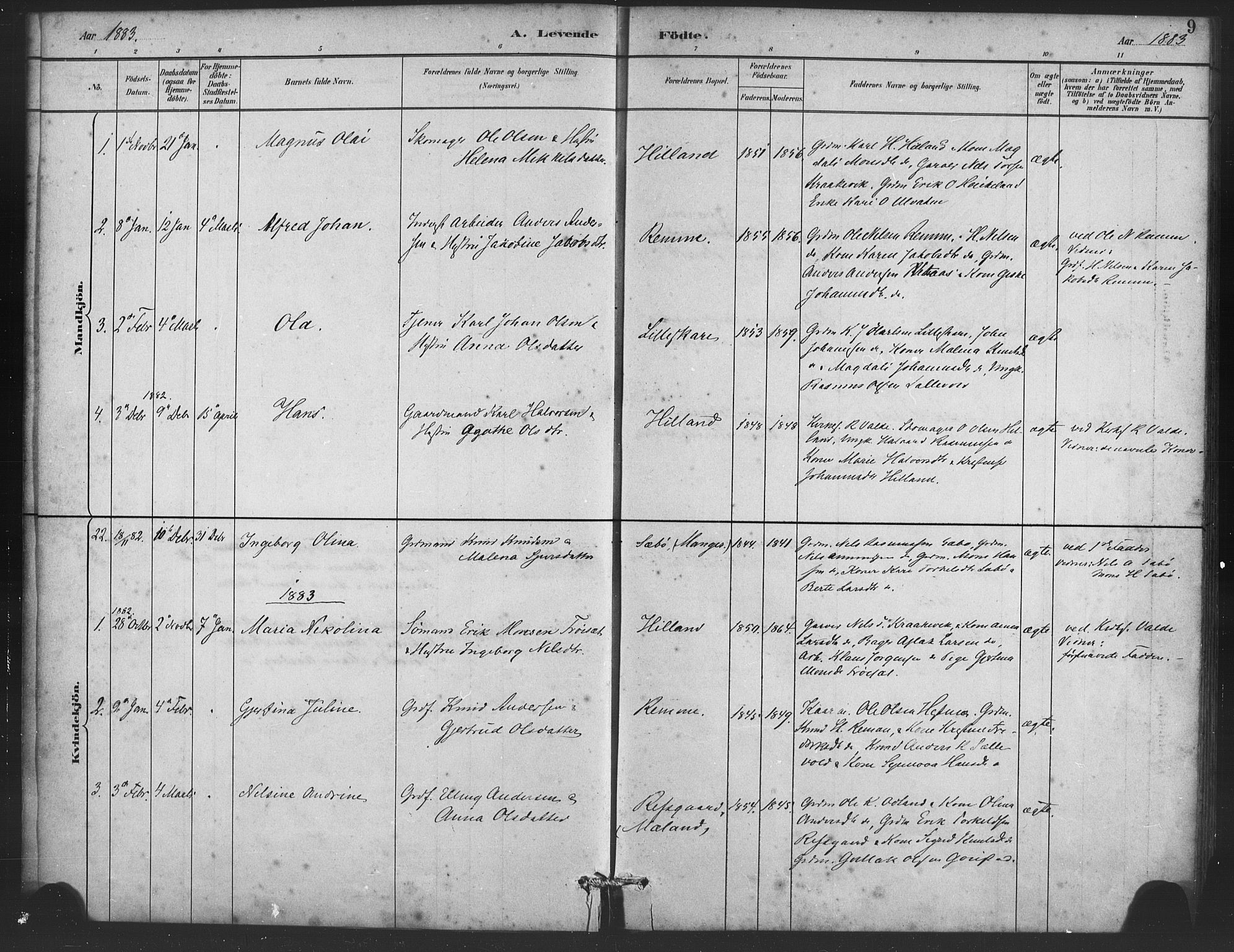 Alversund Sokneprestembete, AV/SAB-A-73901/H/Ha/Haa/Haaa/L0001: Parish register (official) no. A 1, 1882-1896, p. 9