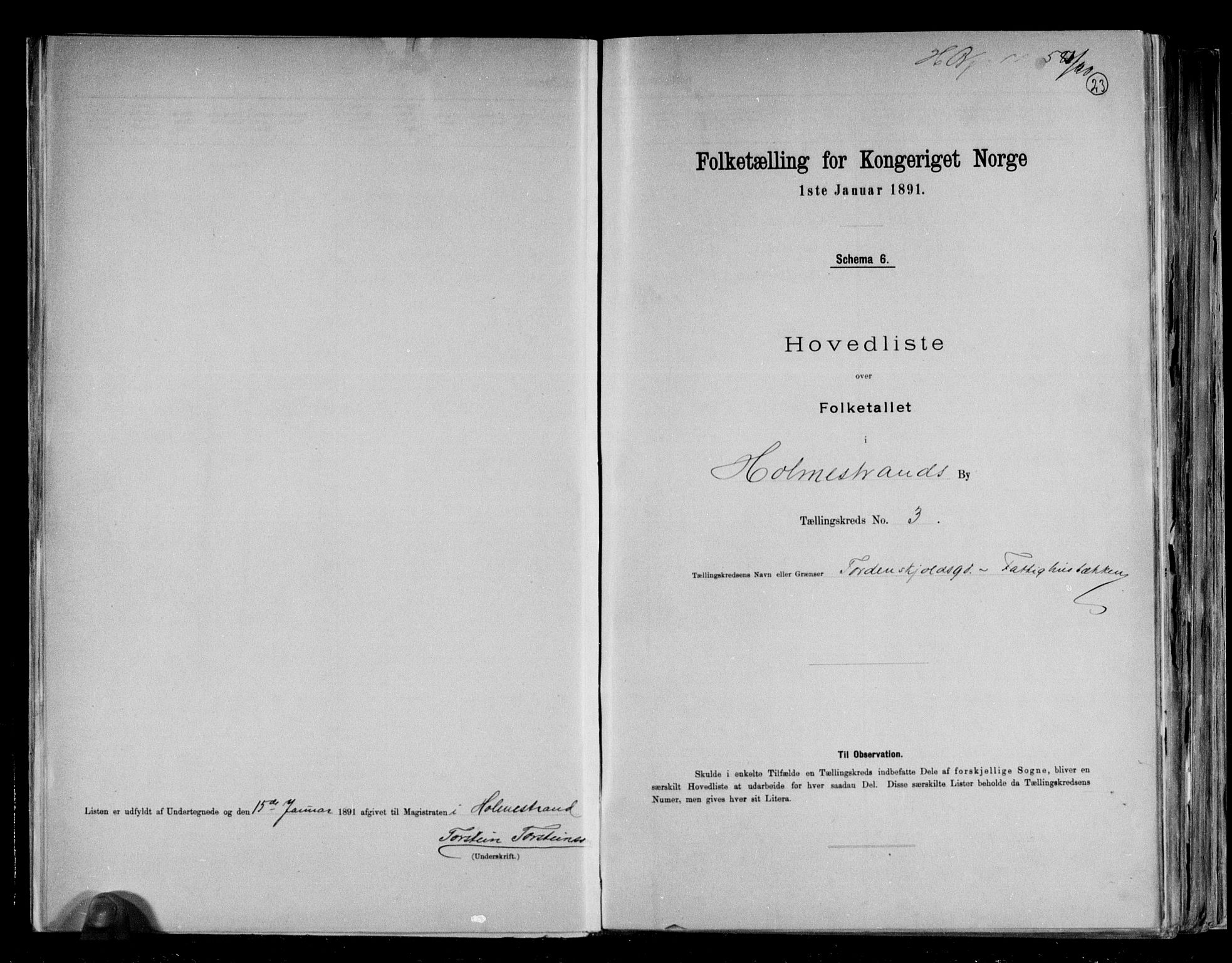 RA, 1891 census for 0702 Holmestrand, 1891, p. 9