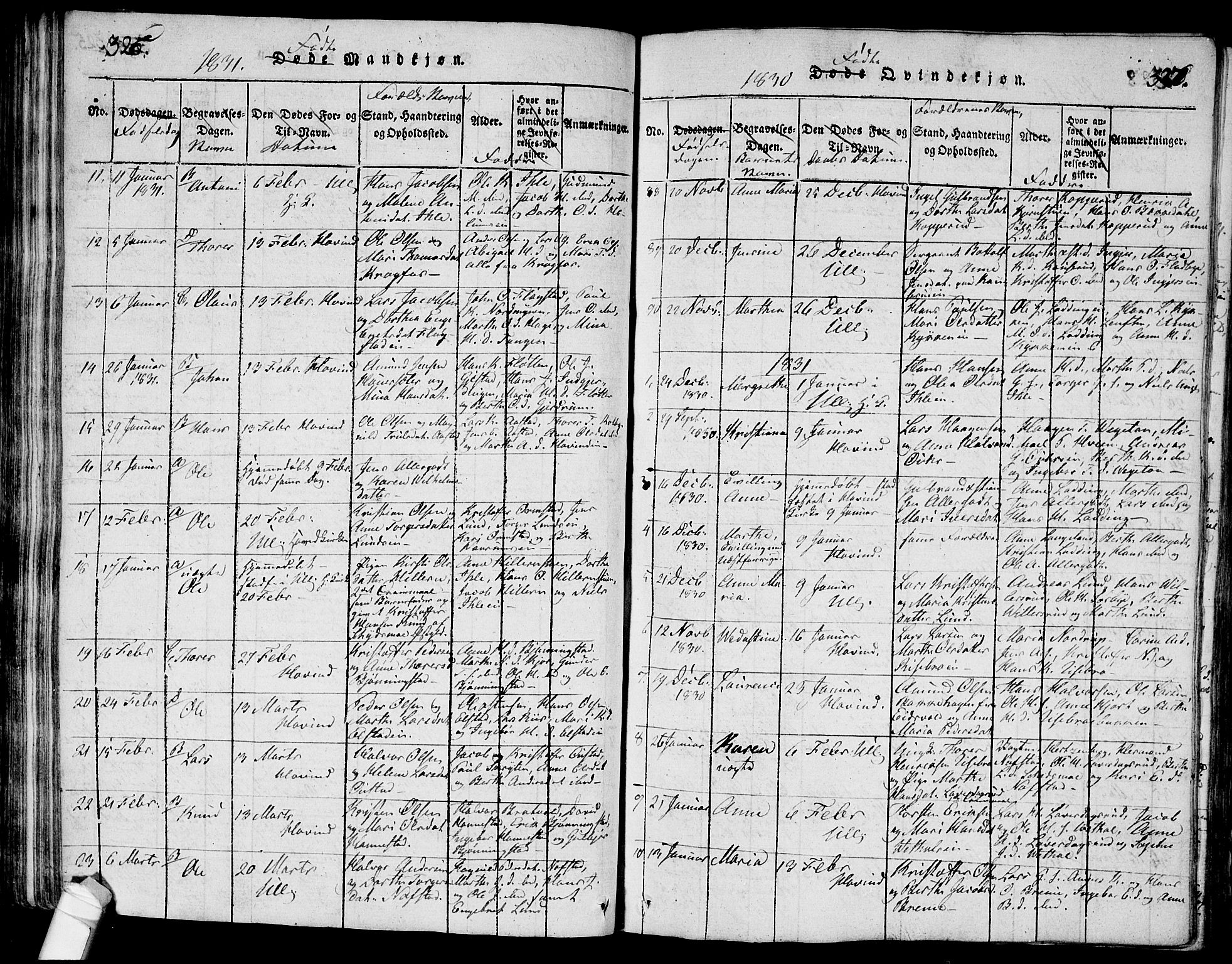 Ullensaker prestekontor Kirkebøker, SAO/A-10236a/G/Ga/L0001: Parish register (copy) no. I 1, 1815-1835, p. 326-327