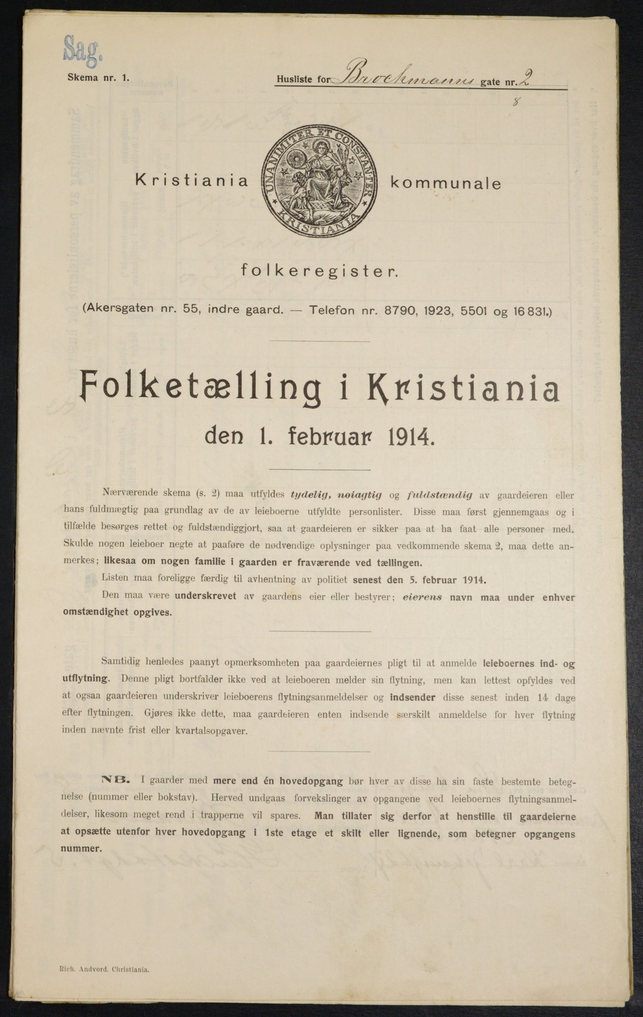 OBA, Municipal Census 1914 for Kristiania, 1914, p. 9635