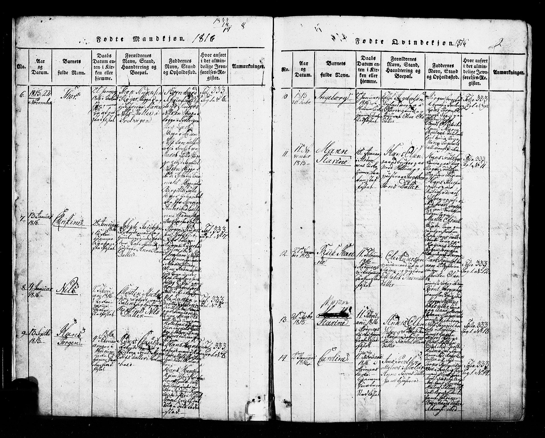 Hurum kirkebøker, AV/SAKO-A-229/G/Ga/L0001: Parish register (copy) no. I 1, 1816-1826, p. 2