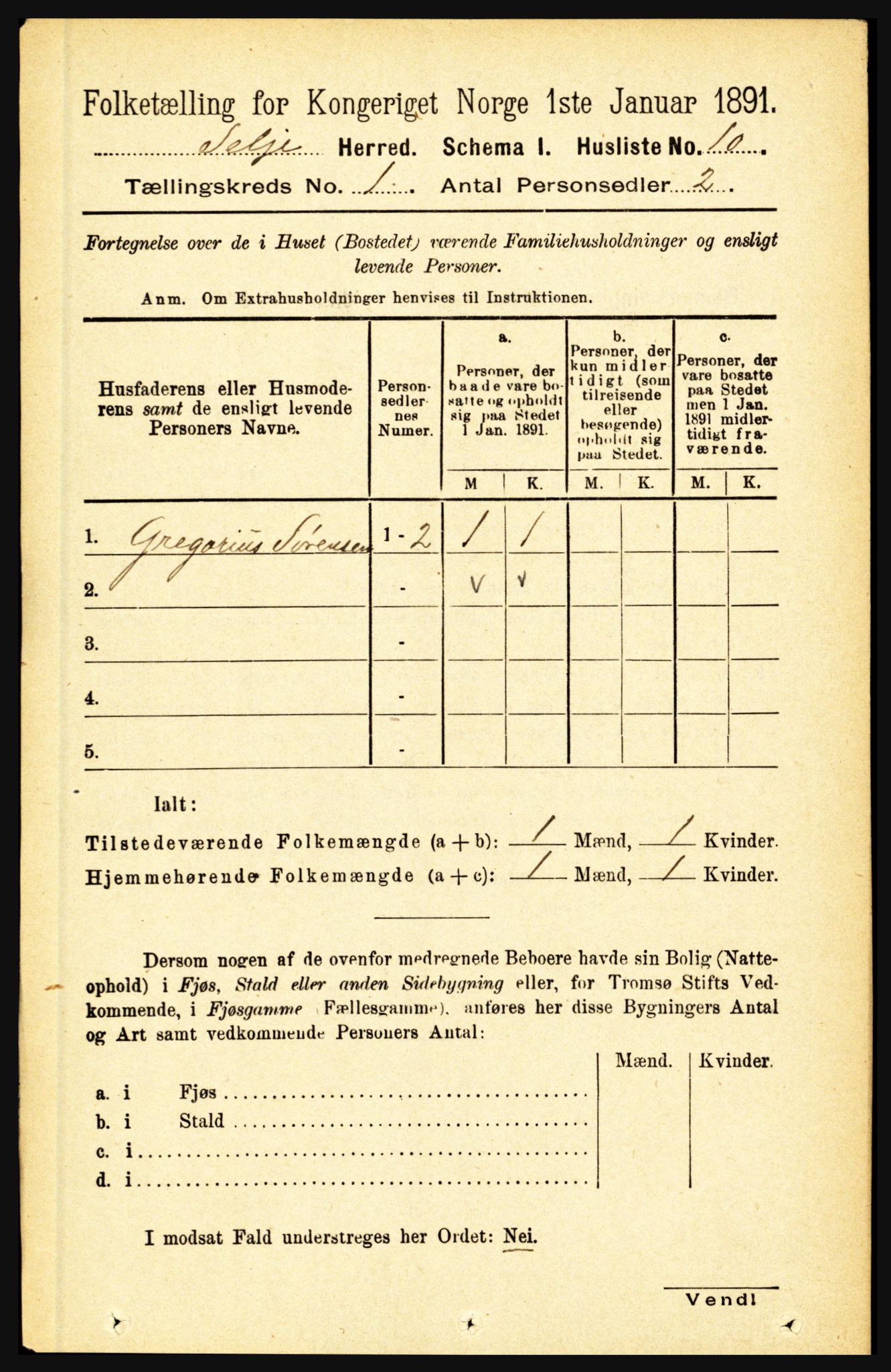 RA, 1891 census for 1441 Selje, 1891, p. 49