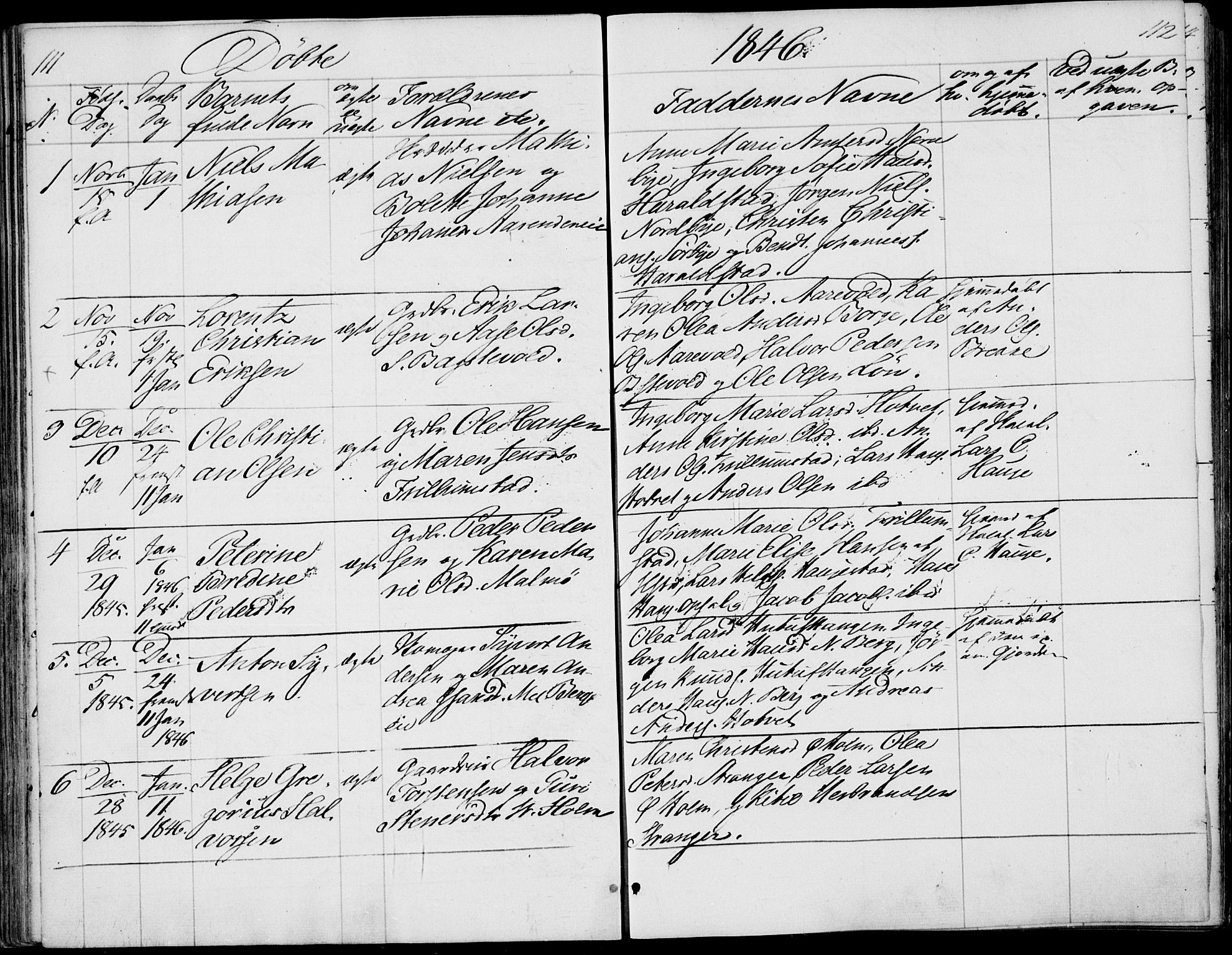 Våle kirkebøker, SAKO/A-334/F/Fa/L0009a: Parish register (official) no. I 9A, 1839-1860, p. 111-112