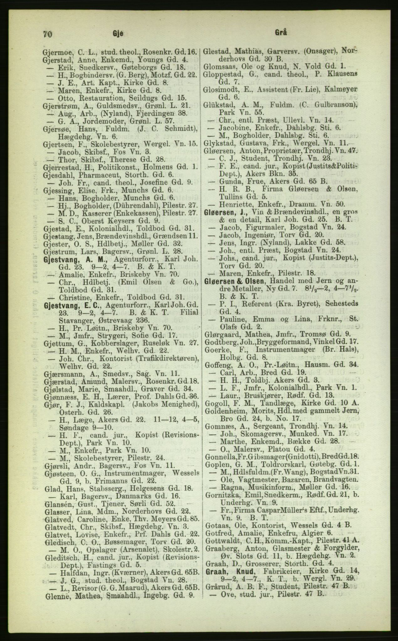 Kristiania/Oslo adressebok, PUBL/-, 1883, p. 70