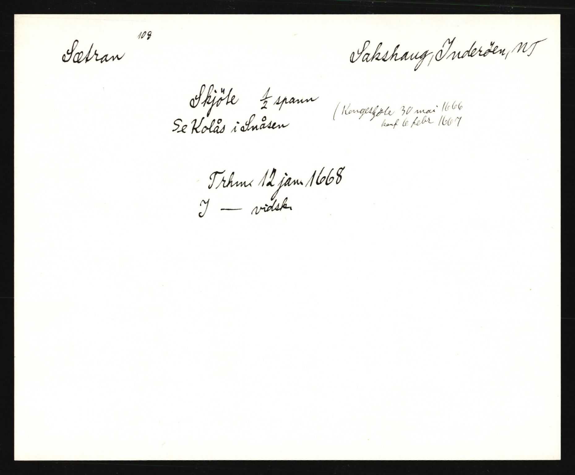 Riksarkivets diplomsamling, AV/RA-EA-5965/F35/F35e/L0033: Registreringssedler Nord-Trøndelag, 1400-1700, p. 103