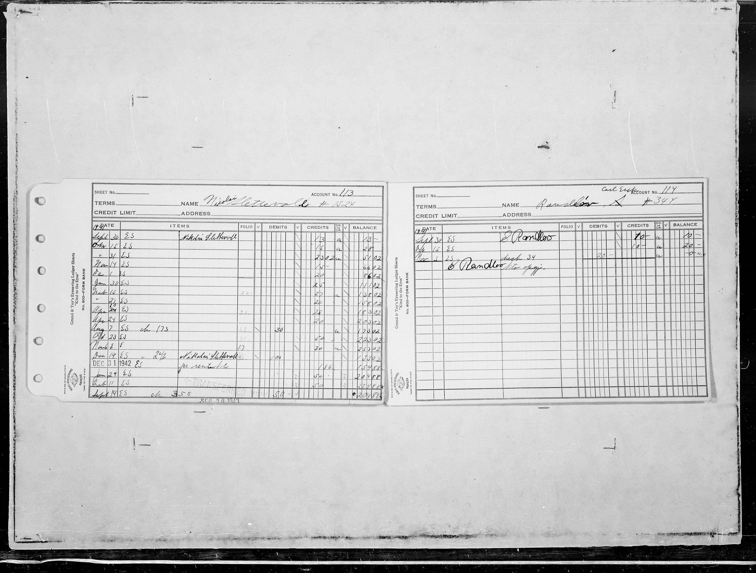 Forsvaret, Flyvåpnenes treningsleir 1940-1945, AV/RA-RAFA-3974/V/L0022: Regnskaper.  Se "Index" for detaljert oversikt over innholdet., 1940-1945