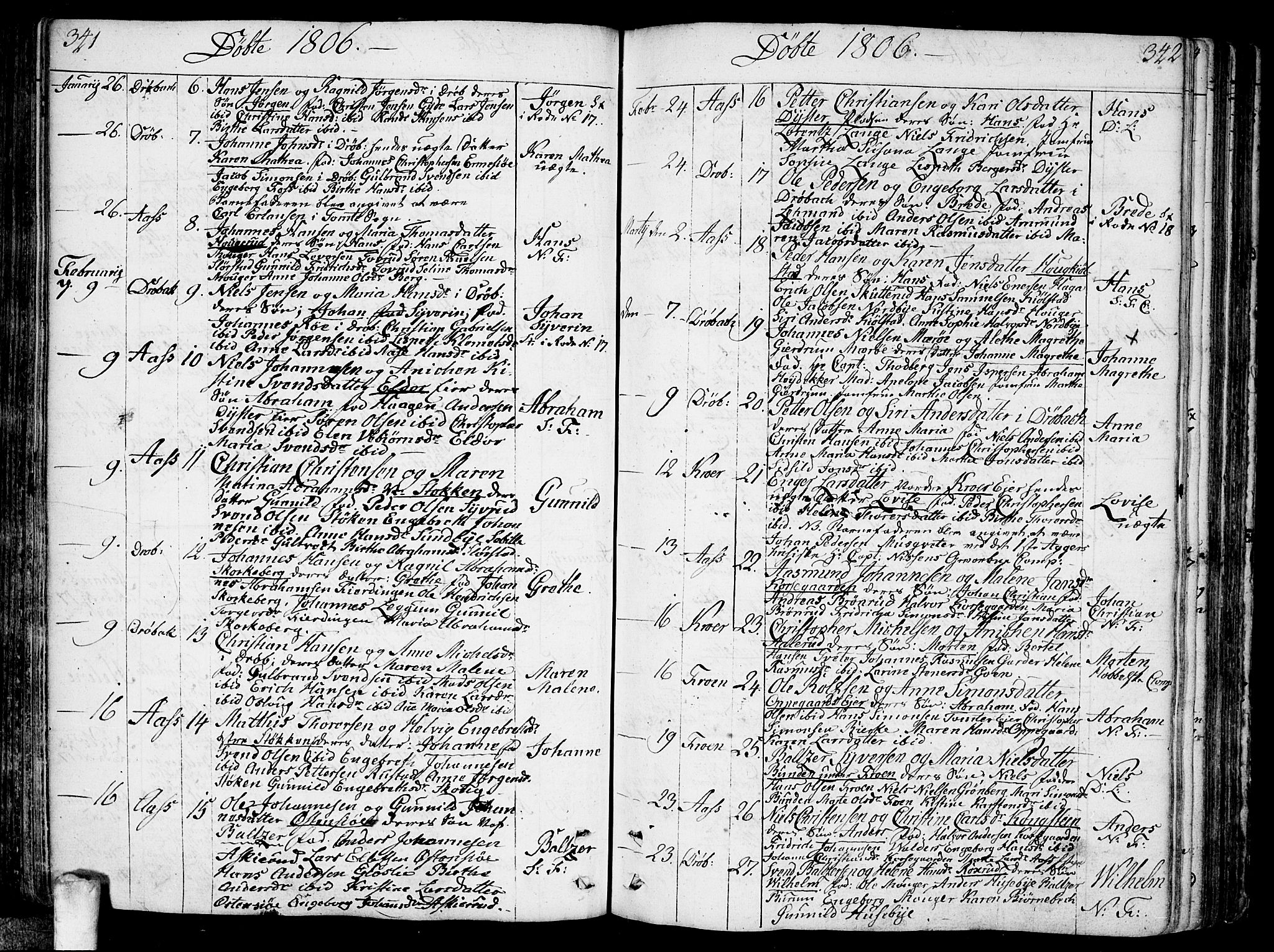 Ås prestekontor Kirkebøker, SAO/A-10894/F/Fa/L0002: Parish register (official) no. I 2, 1778-1813, p. 341-342