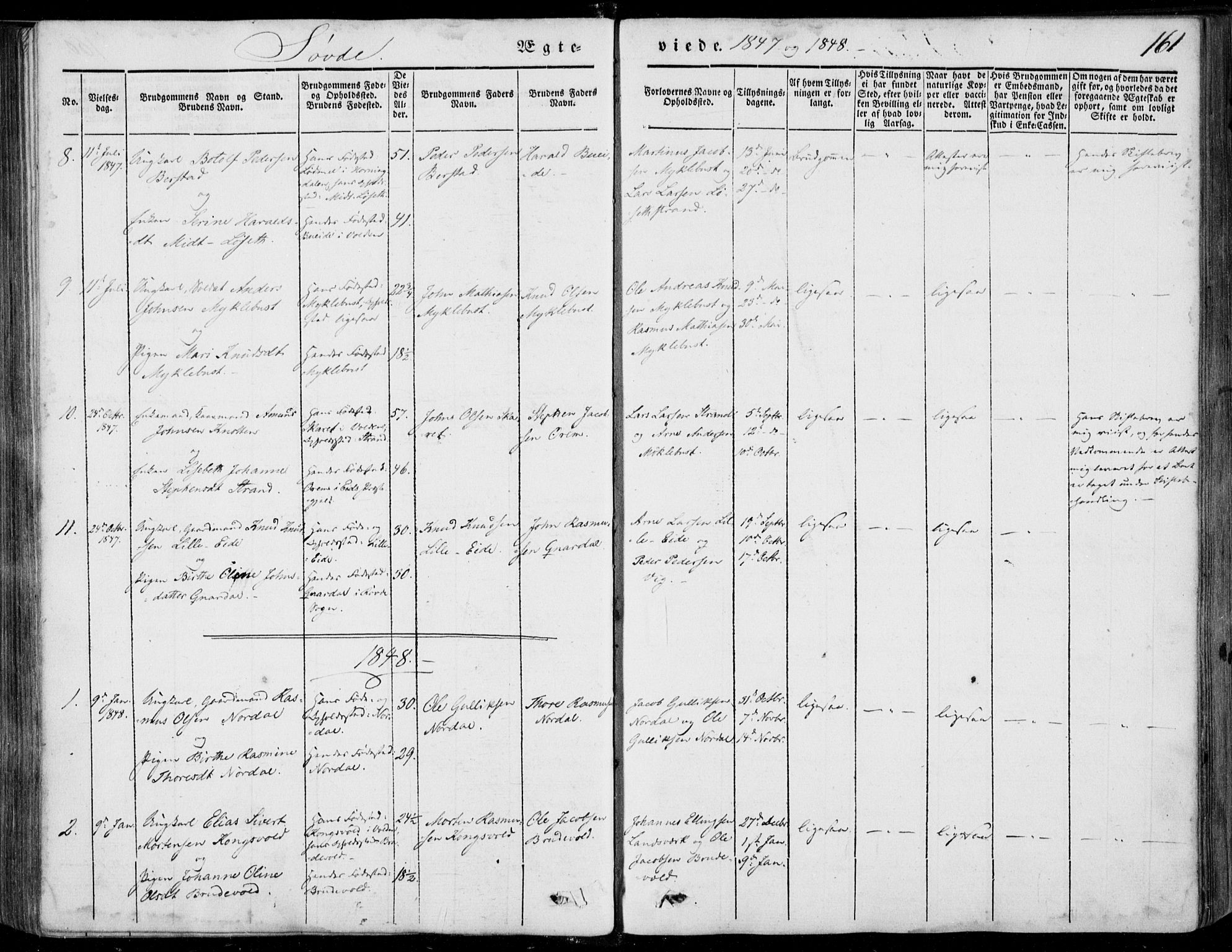 Ministerialprotokoller, klokkerbøker og fødselsregistre - Møre og Romsdal, AV/SAT-A-1454/502/L0023: Parish register (official) no. 502A01, 1844-1873, p. 161