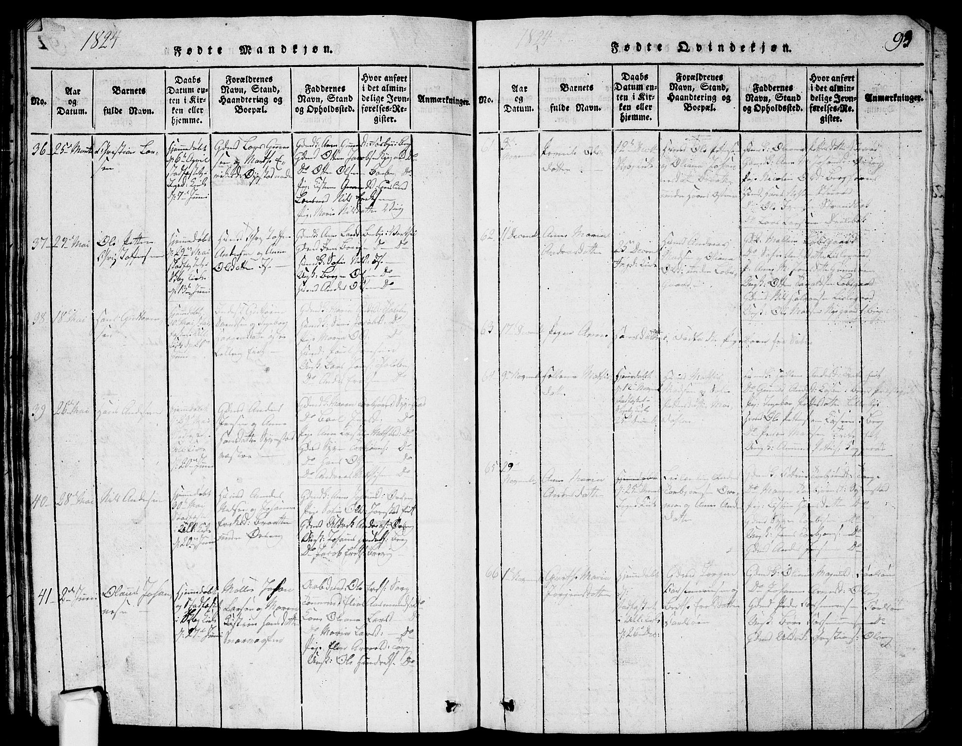 Skjeberg prestekontor Kirkebøker, SAO/A-10923/G/Ga/L0001: Parish register (copy) no. I 1, 1815-1830, p. 93