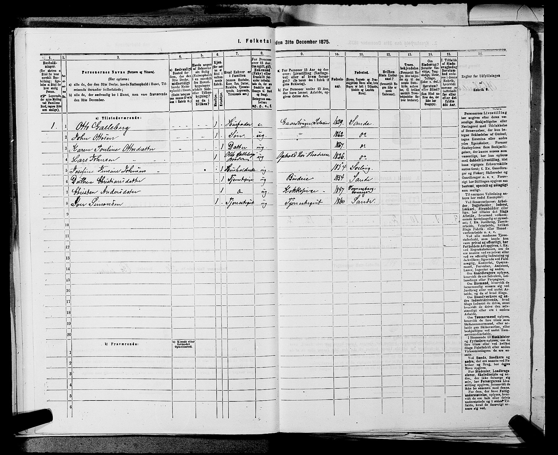 SAKO, 1875 census for 0713P Sande, 1875, p. 455