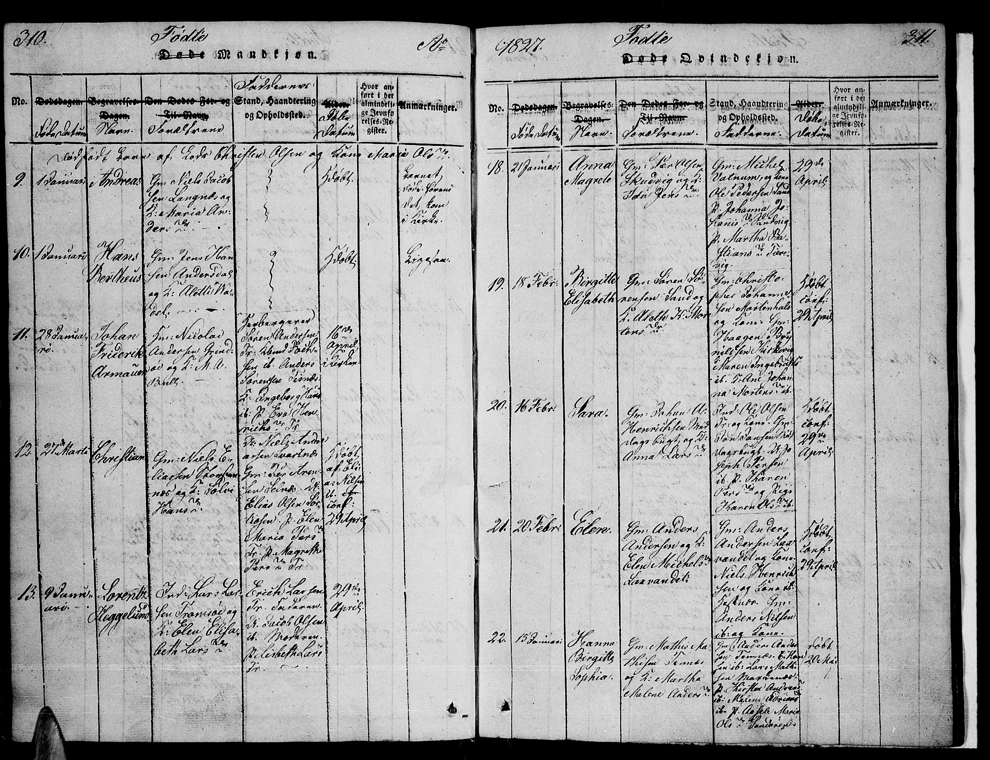 Tromsø sokneprestkontor/stiftsprosti/domprosti, AV/SATØ-S-1343/G/Ga/L0007kirke: Parish register (official) no. 7, 1821-1828, p. 310-311