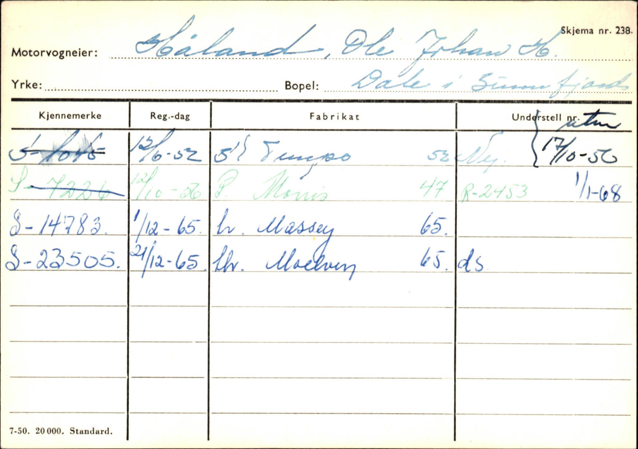 Statens vegvesen, Sogn og Fjordane vegkontor, SAB/A-5301/4/F/L0125: Eigarregister Sogndal V-Å. Aurland A-Å. Fjaler A-N, 1945-1975, p. 2211