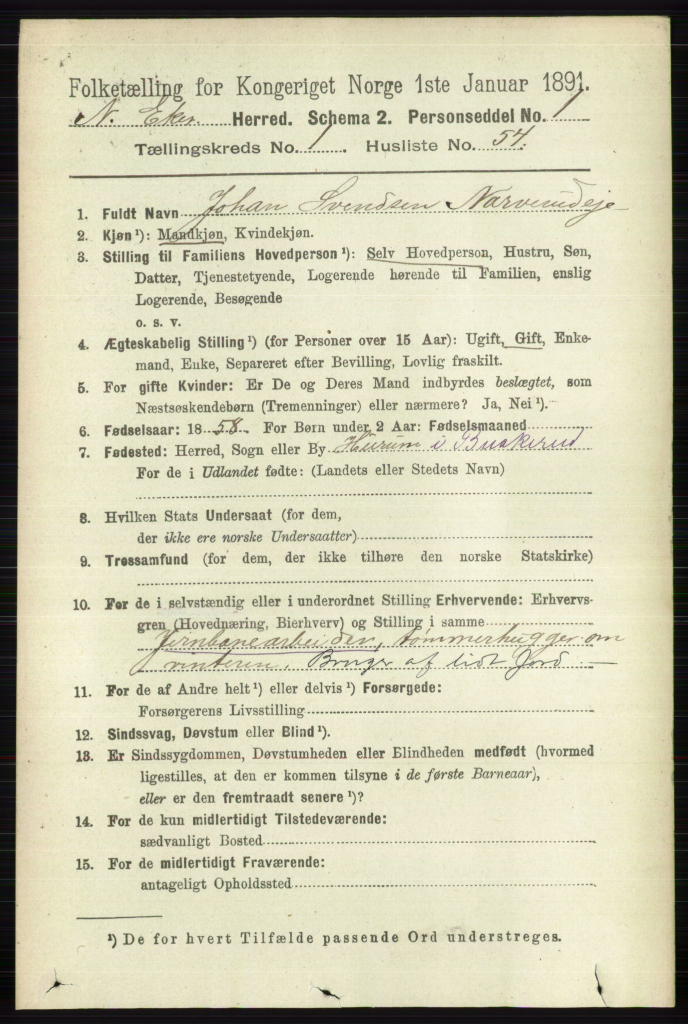 RA, 1891 census for 0625 Nedre Eiker, 1891, p. 364
