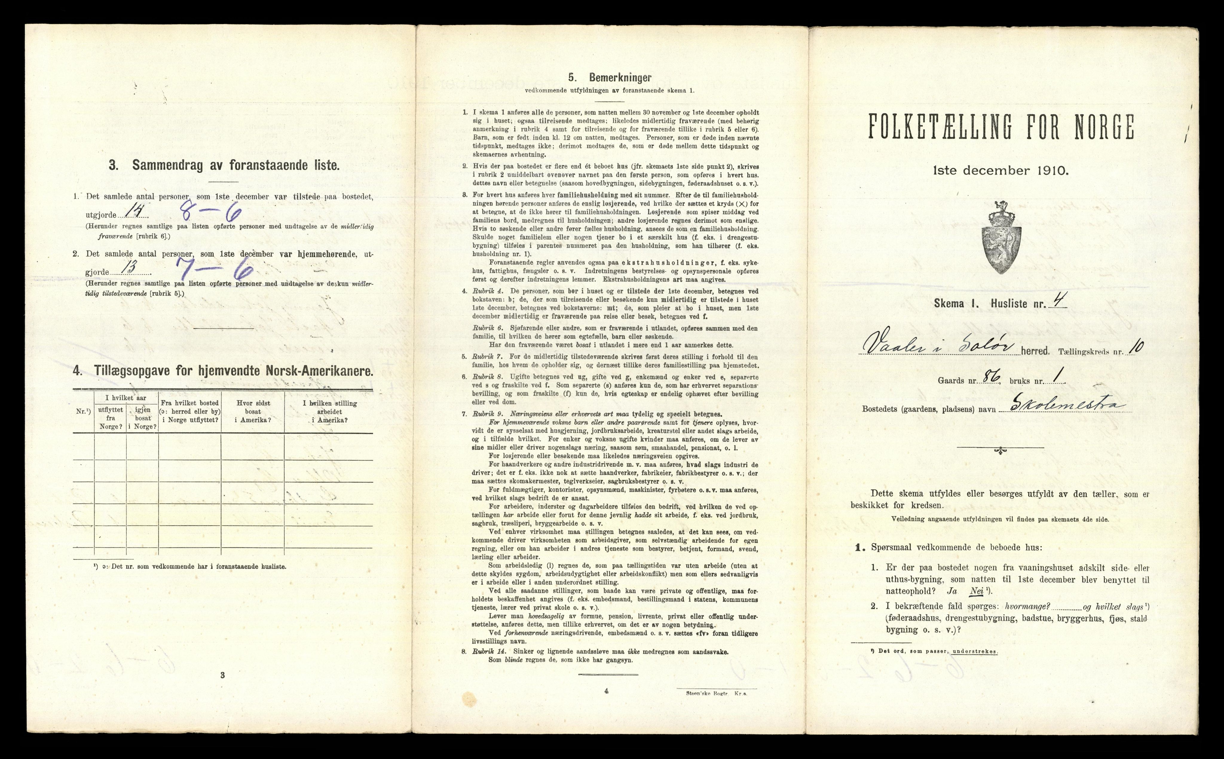 RA, 1910 census for Våler, 1910, p. 1361