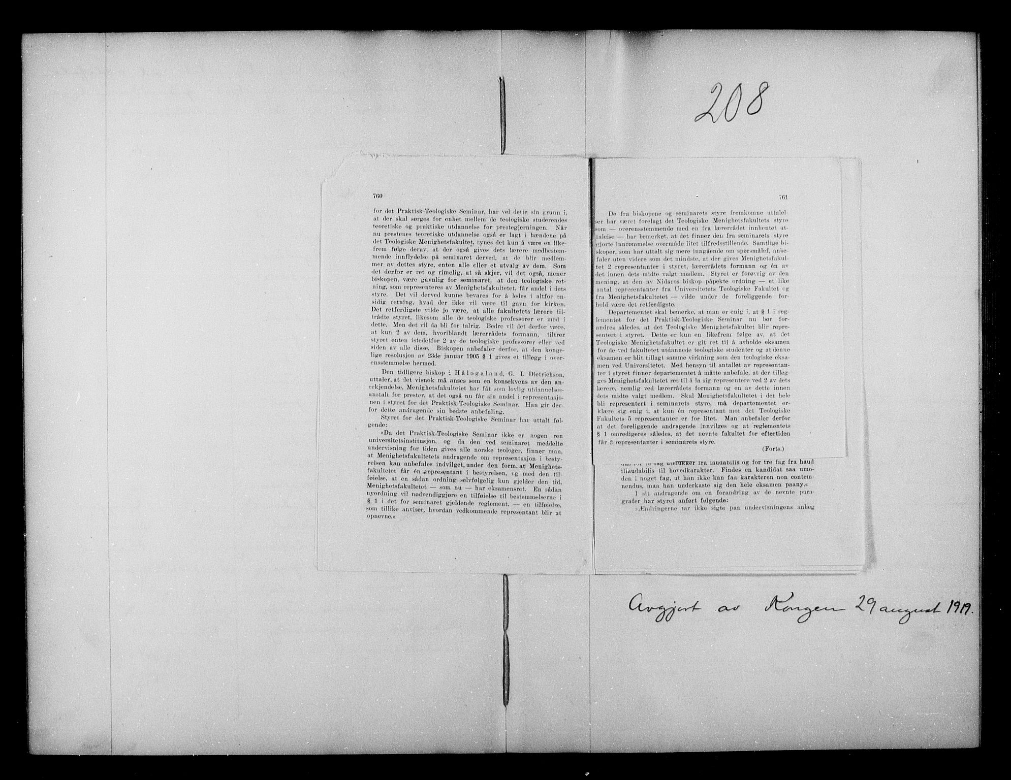 Kirke- og undervisningsdepartementet, Kontoret  for kirke og geistlighet A, AV/RA-S-1007/A/Aa/L0329: Referatprotokoll bd. 2. Ref.nr. 206-315, 1919