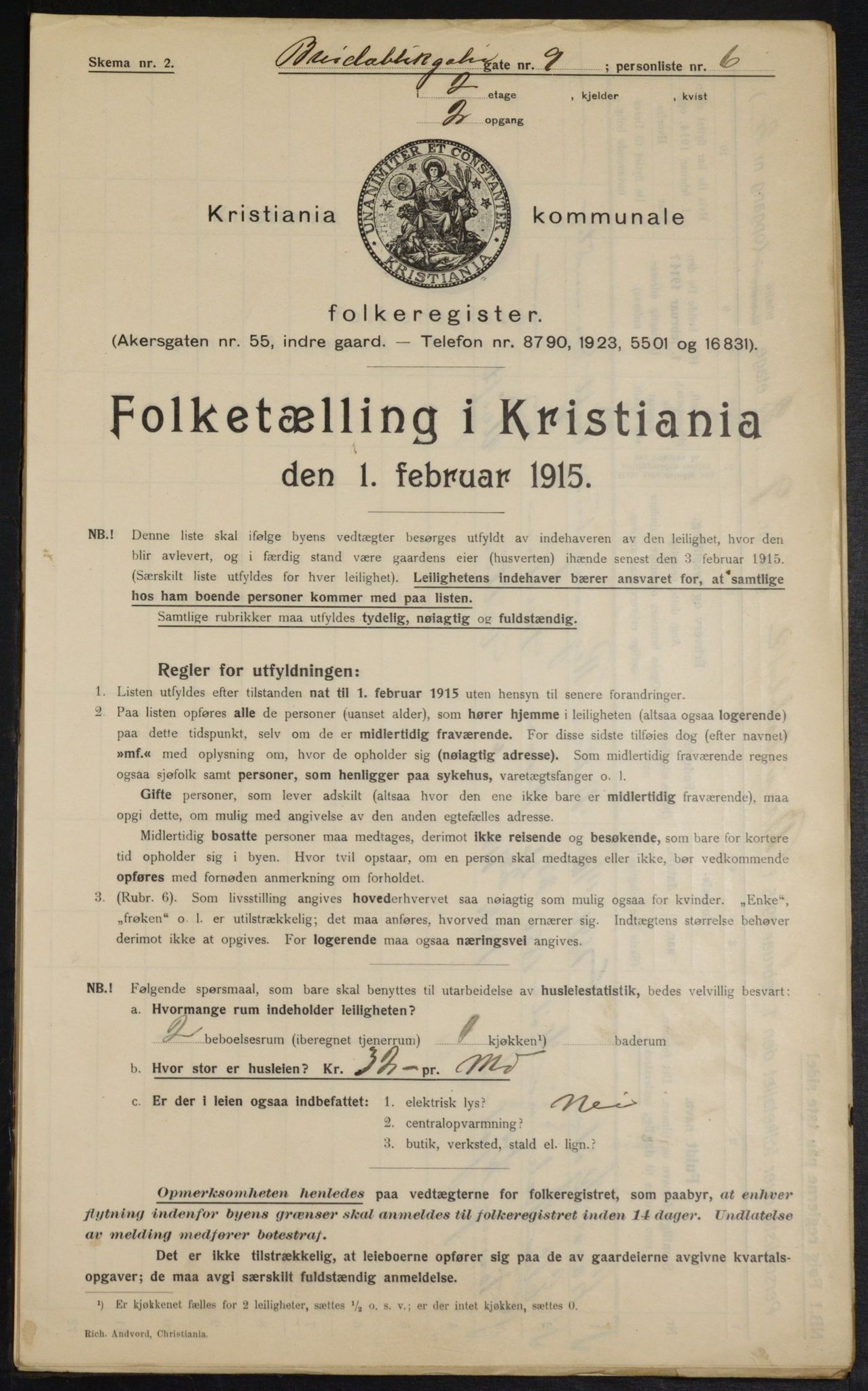 OBA, Municipal Census 1915 for Kristiania, 1915, p. 8022