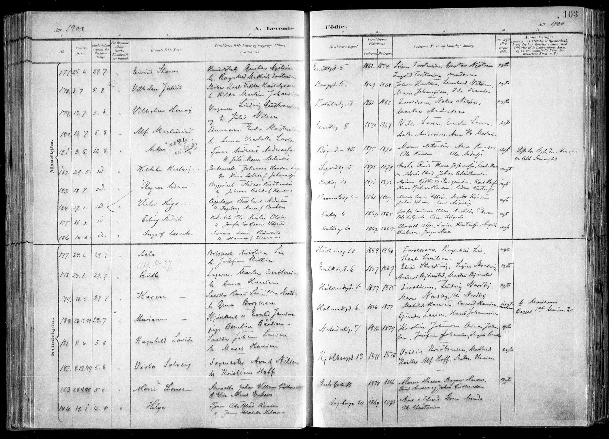 Kampen prestekontor Kirkebøker, SAO/A-10853/F/Fa/L0007: Parish register (official) no. I 7, 1897-1905, p. 103