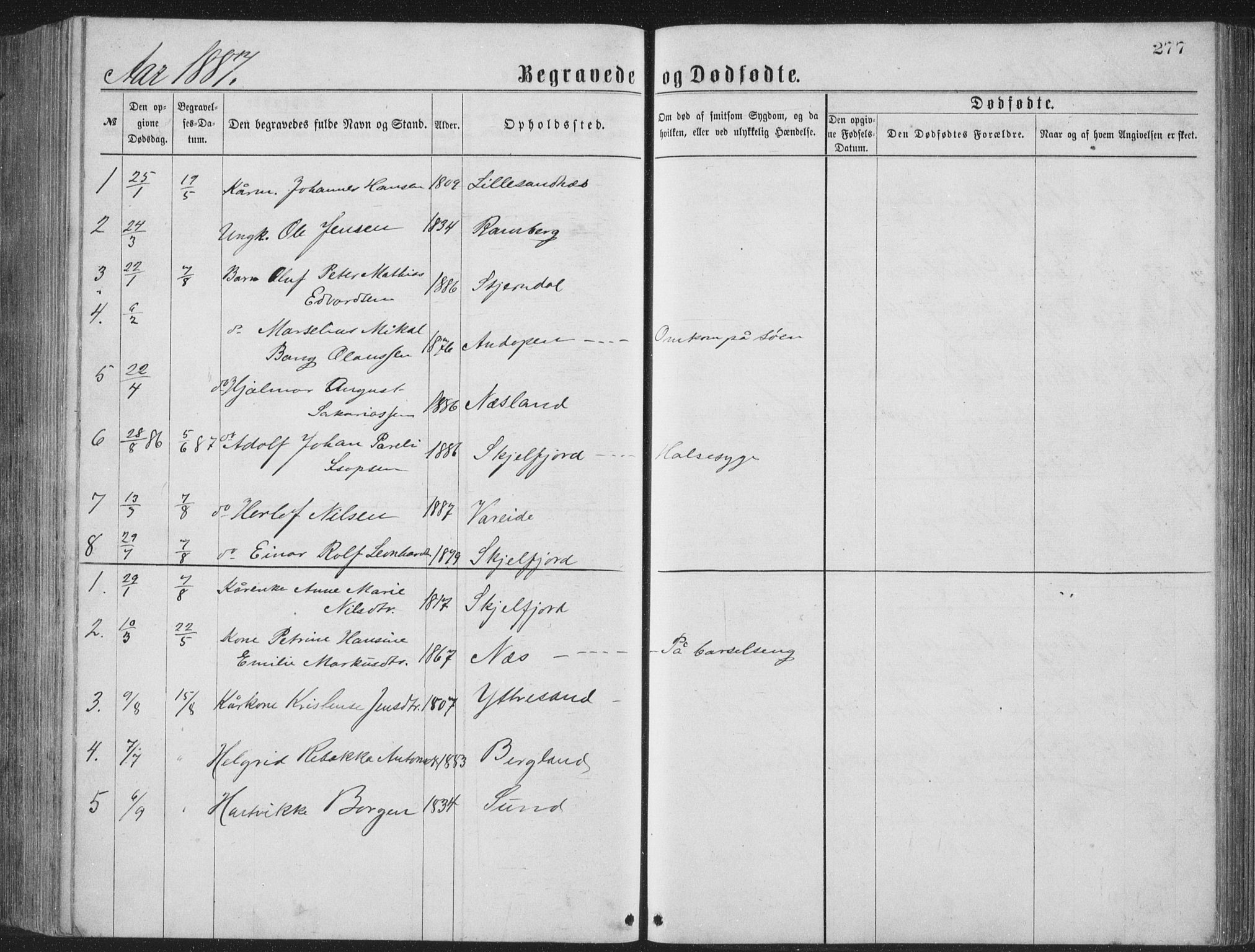 Ministerialprotokoller, klokkerbøker og fødselsregistre - Nordland, AV/SAT-A-1459/885/L1213: Parish register (copy) no. 885C02, 1874-1892, p. 277