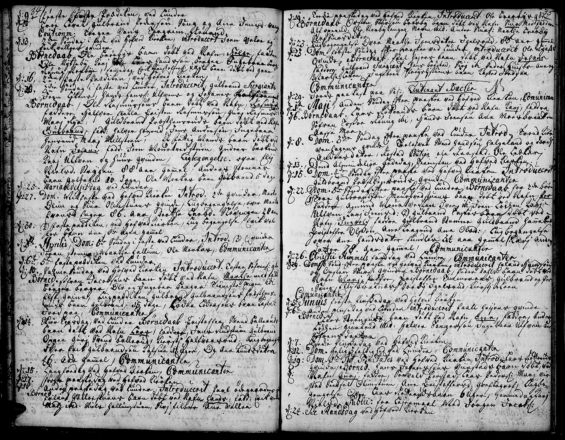 Jevnaker prestekontor, AV/SAH-PREST-116/H/Ha/Haa/L0002: Parish register (official) no. 2, 1725-1751, p. 34-35