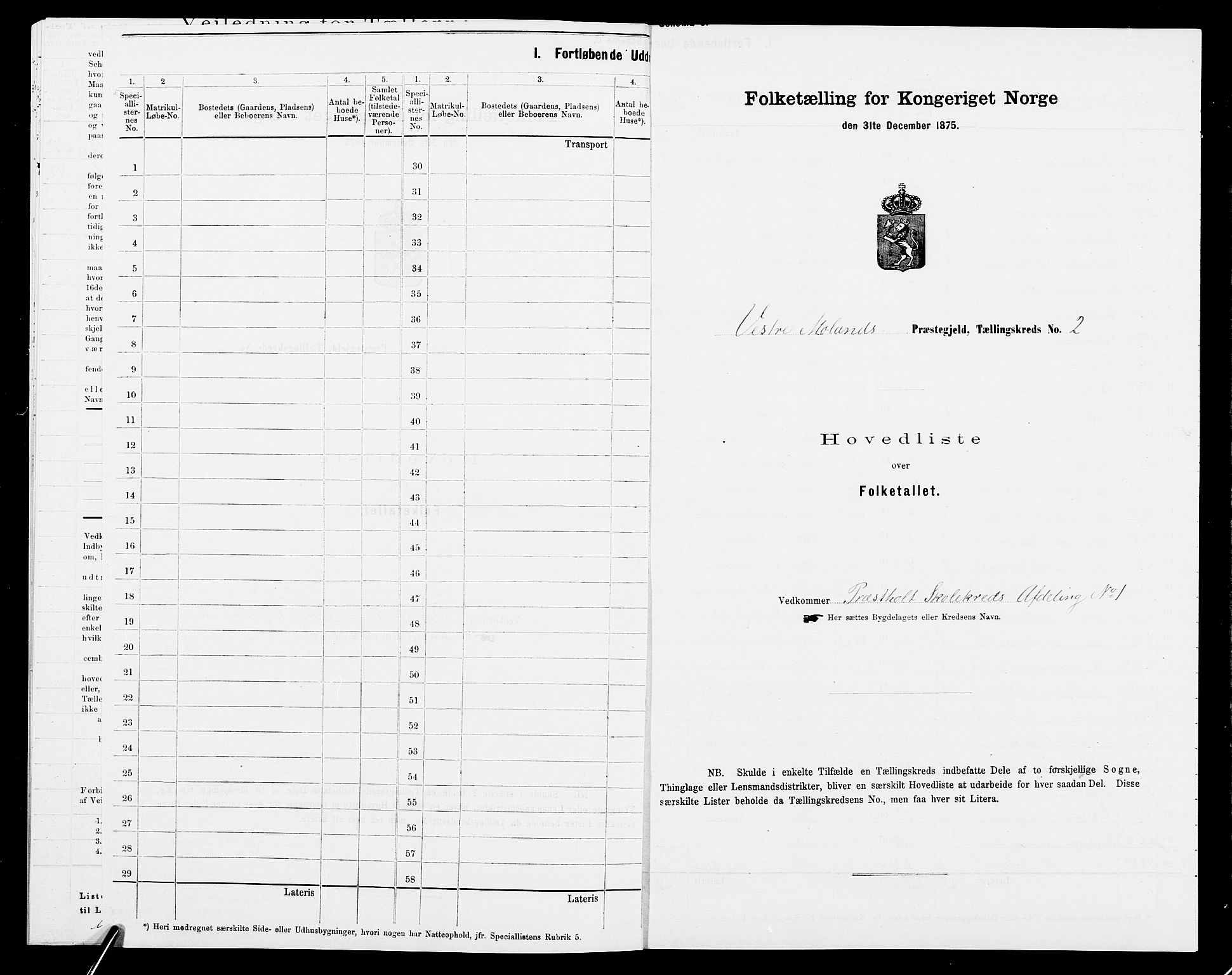 SAK, 1875 census for 0926L Vestre Moland/Vestre Moland, 1875, p. 20