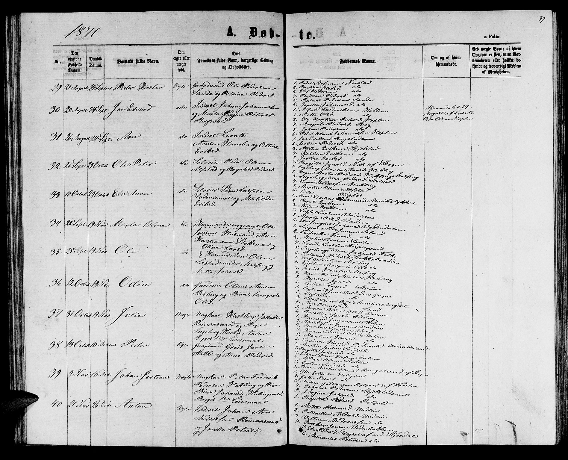 Ministerialprotokoller, klokkerbøker og fødselsregistre - Nord-Trøndelag, AV/SAT-A-1458/714/L0133: Parish register (copy) no. 714C02, 1865-1877, p. 37