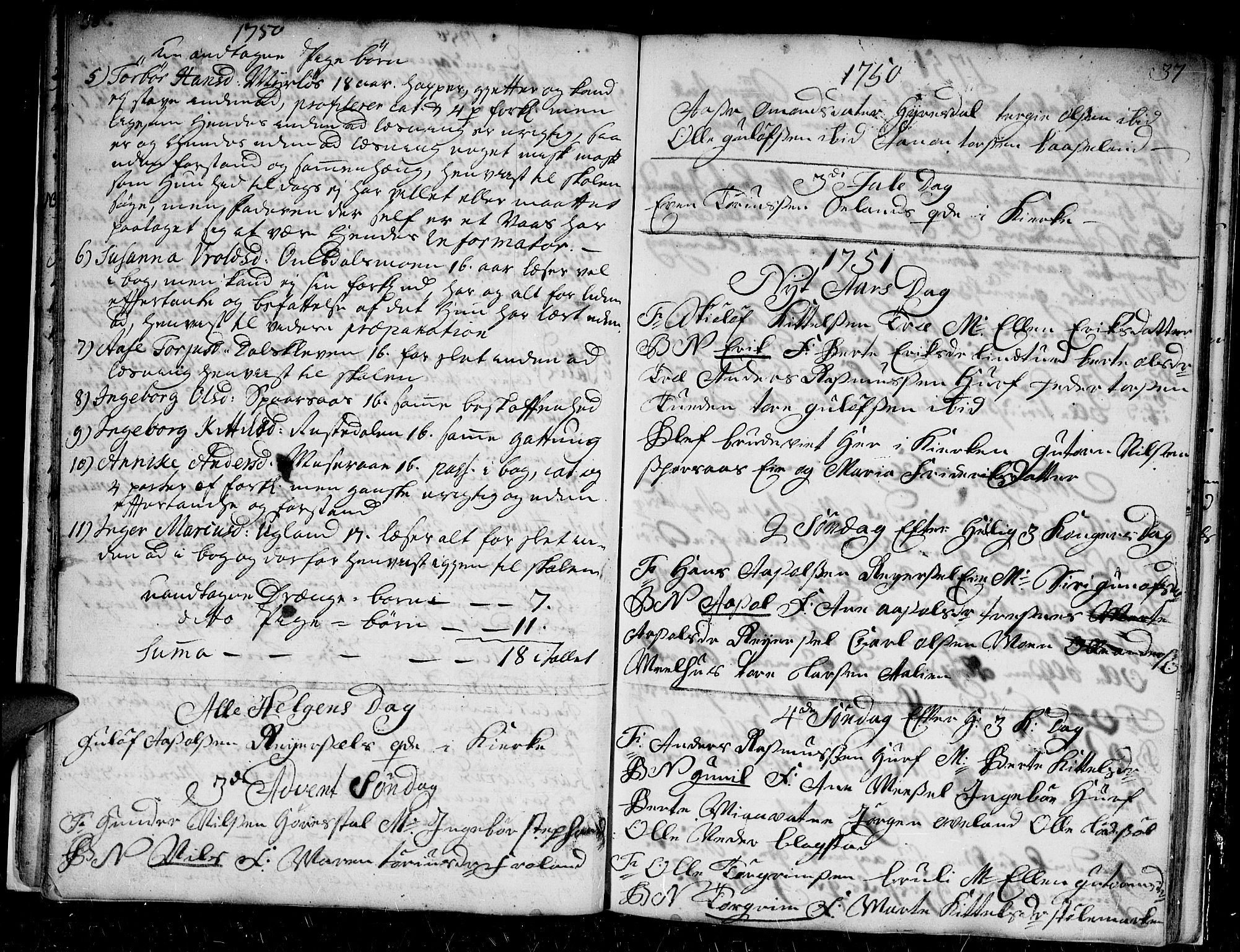 Froland sokneprestkontor, AV/SAK-1111-0013/F/Fb/L0002: Parish register (copy) no. B 2, 1747-1759, p. 36-37