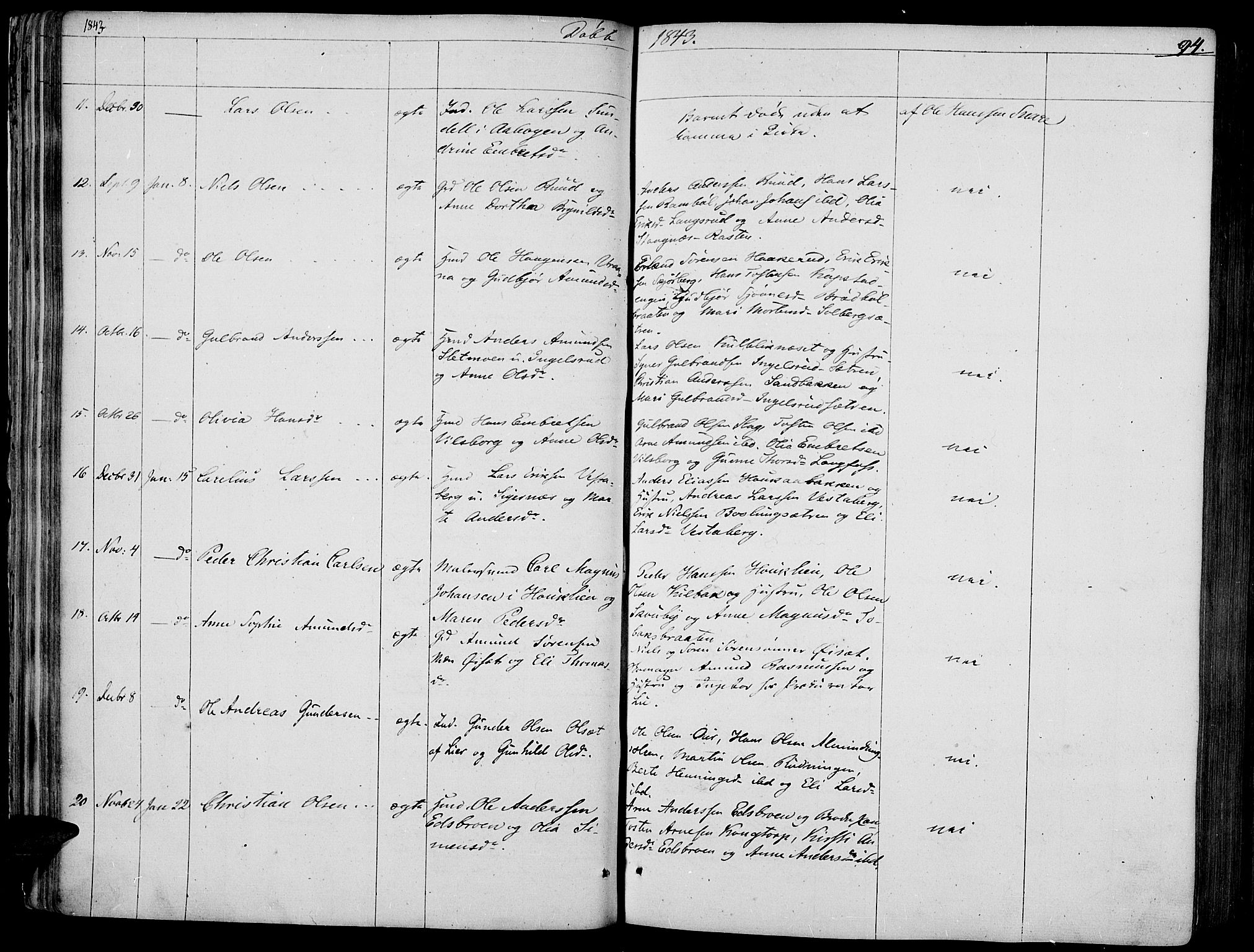 Vinger prestekontor, AV/SAH-PREST-024/H/Ha/Haa/L0008: Parish register (official) no. 8, 1839-1847, p. 94