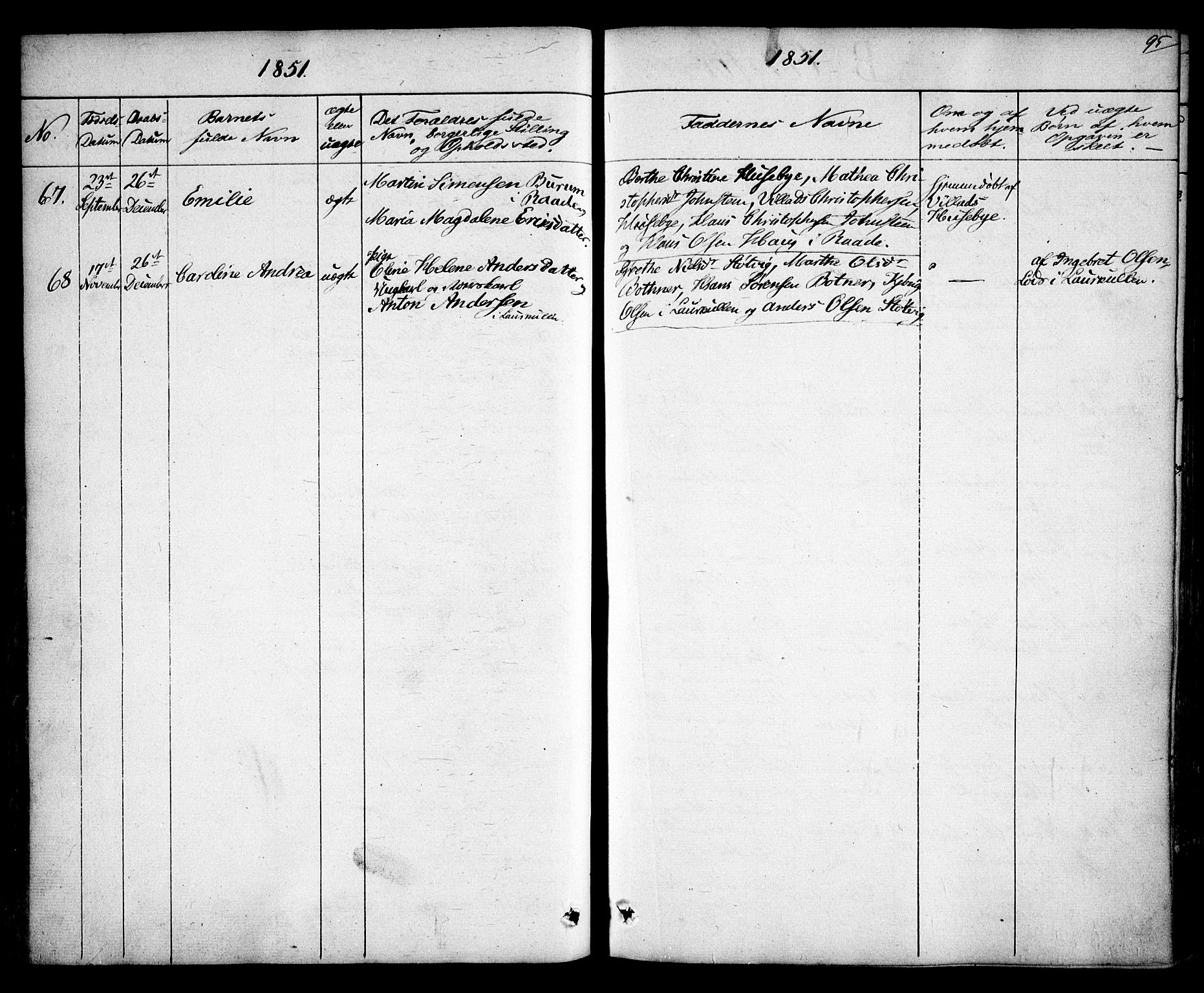 Rygge prestekontor Kirkebøker, AV/SAO-A-10084b/F/Fa/L0004: Parish register (official) no. 4, 1836-1851, p. 95